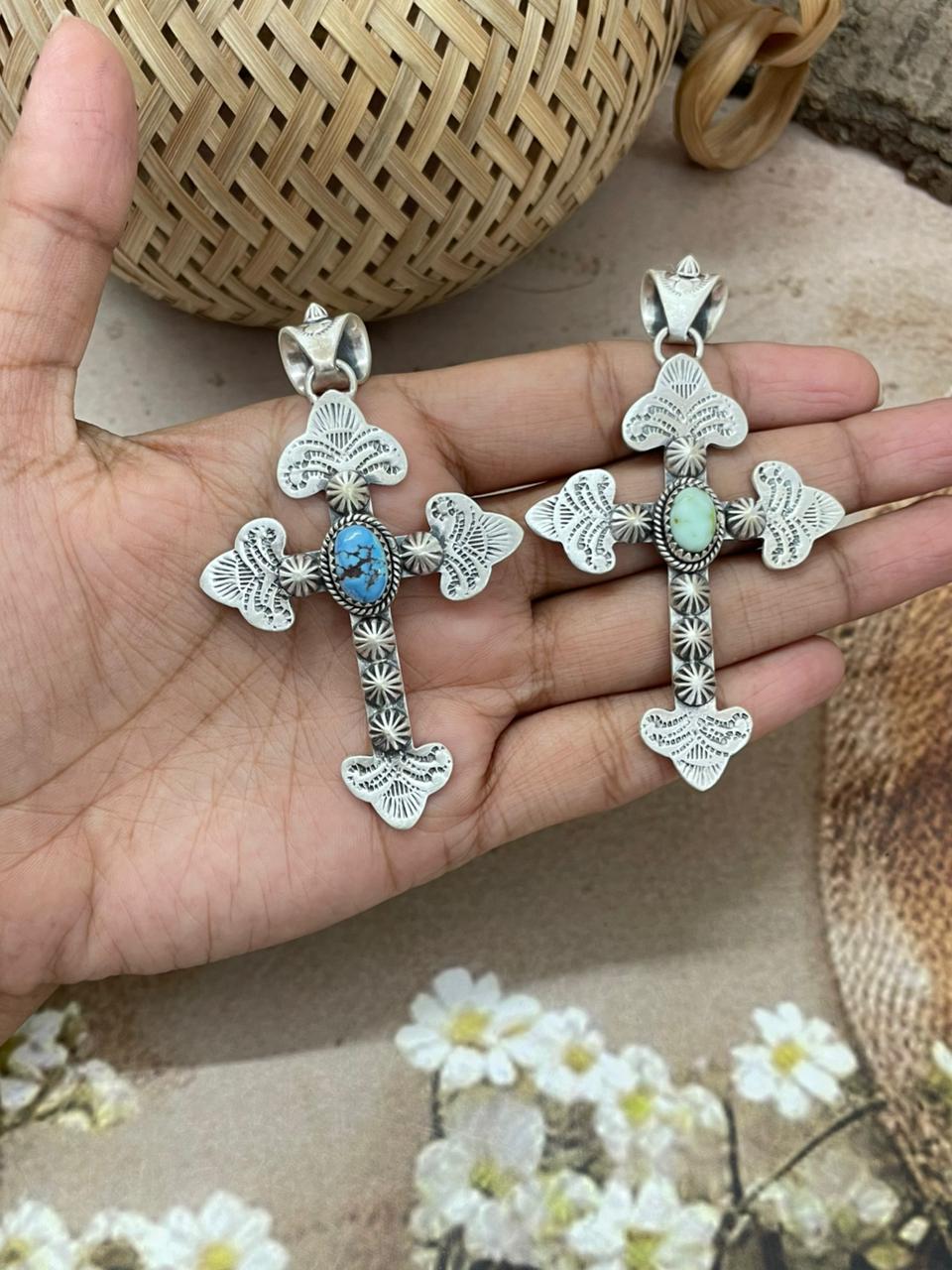 Handmade Sterling Silver Multi Stone Pendant with Signed Nizhoni