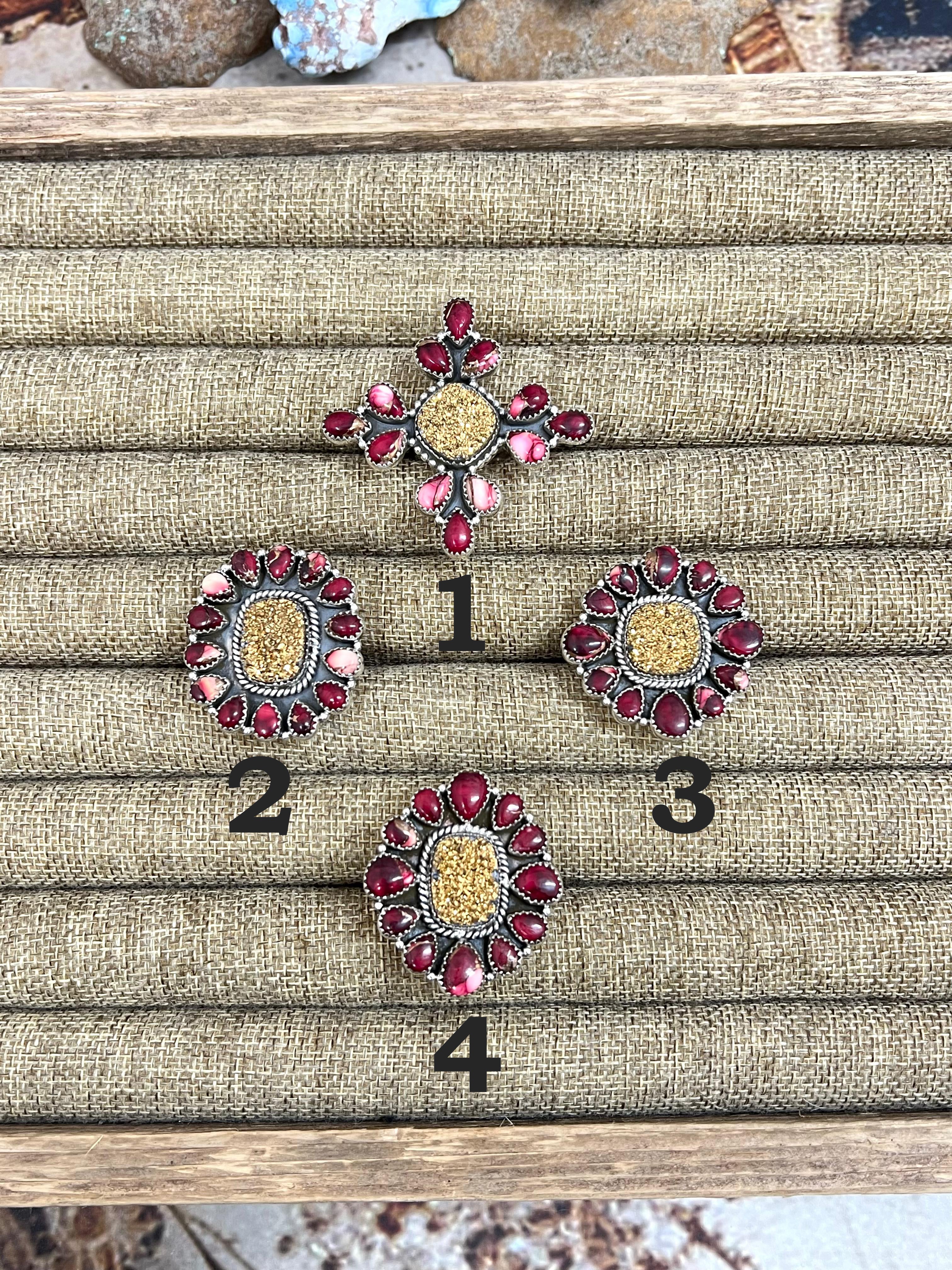 Handmade Sterling Silver Dahlia Rose with Druzy Adjustable Ring with Signed Nizhoni (7)