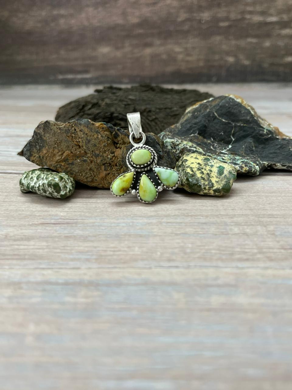 Handmade Sterling Silver Palomino Turquoise Pendant " Signed Nizhoni"