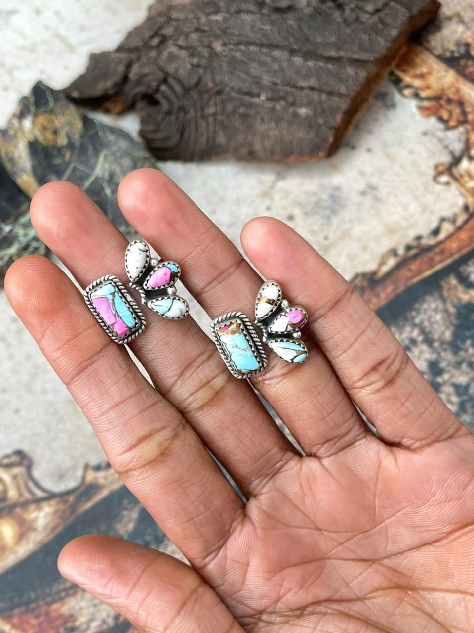 Handmade Sterling Silver Cotton Candy Adjustable Ring "Signed Nizhoni"