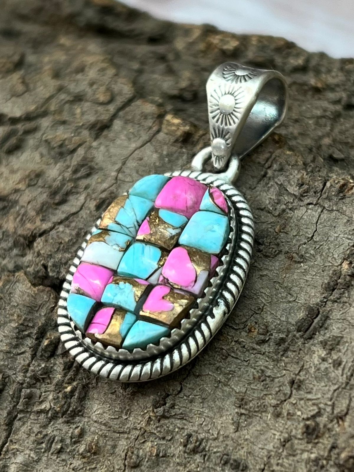 Handmade Sterling Silver Cotton Candy Pendant "Signed Nizhoni"