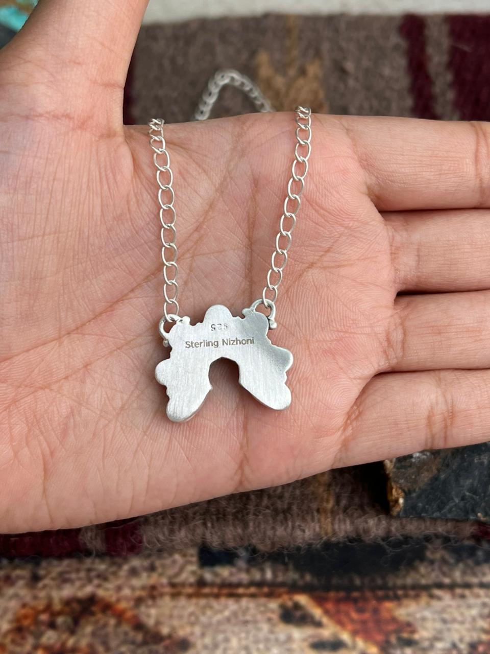 Handmade Sterling Silver Hot Pink Necklace "Signed Nizhoni"