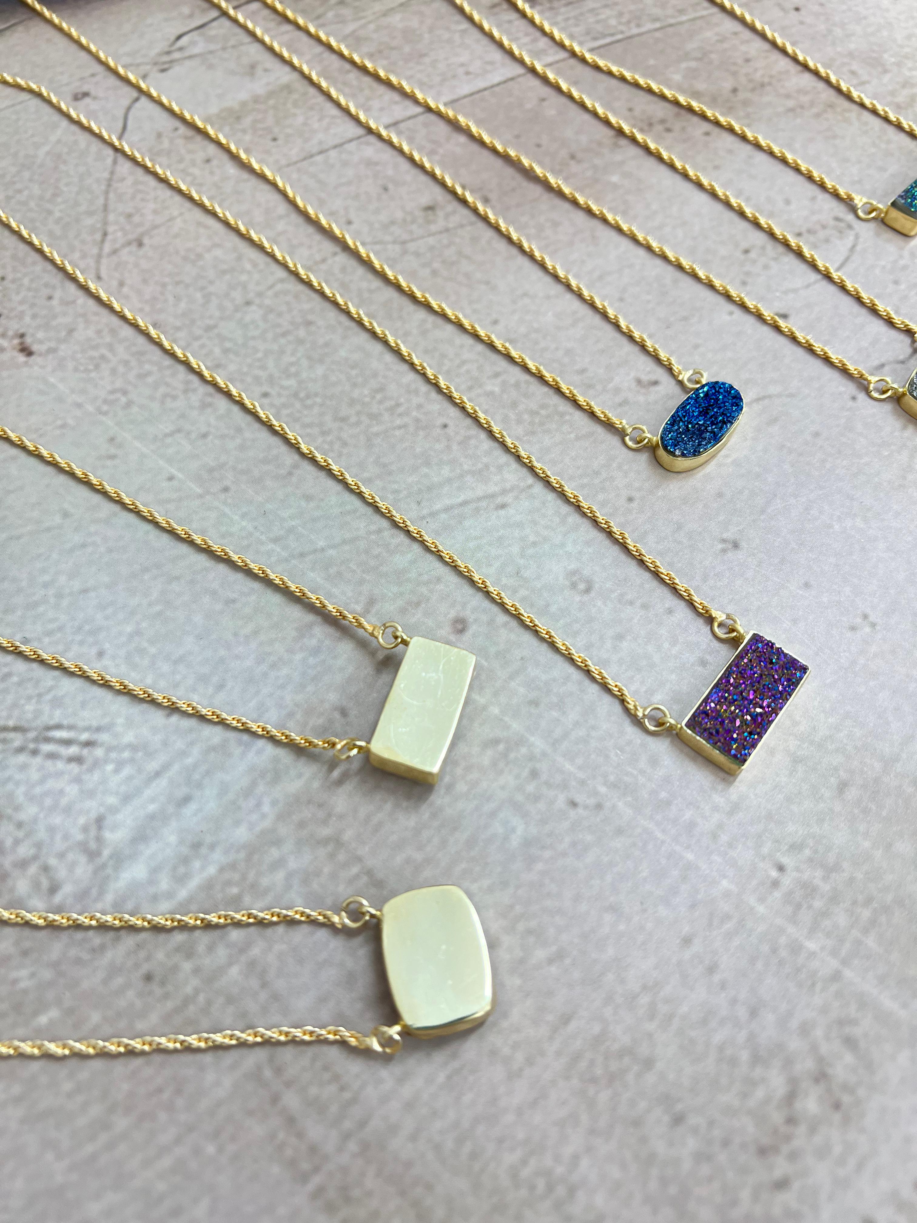 “The Boho Collection” Handmade Druzy Rope Braided Necklace 6 Colors