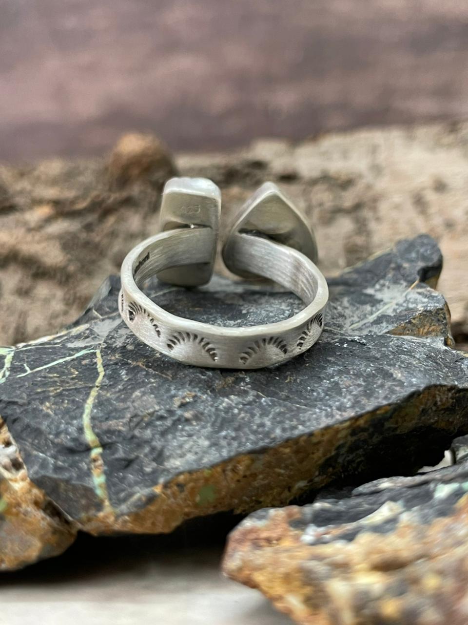 "Heart Collection" Handmade Sterling Silver Cotton Candy Adjustable Ring "Signed Nizhoni"