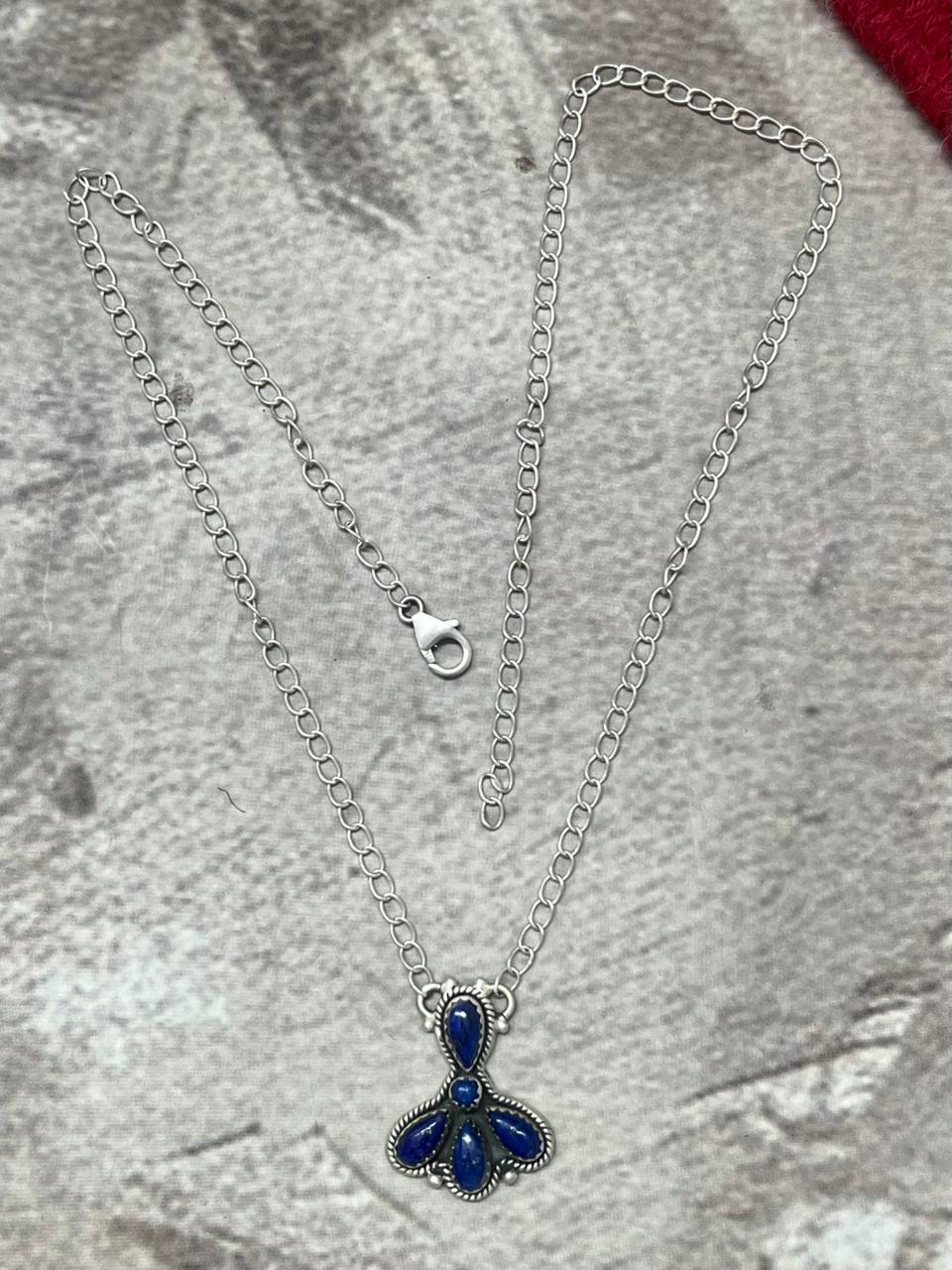 Handmade Sterling Silver Lapis Necklace "Signed Nizhoni"