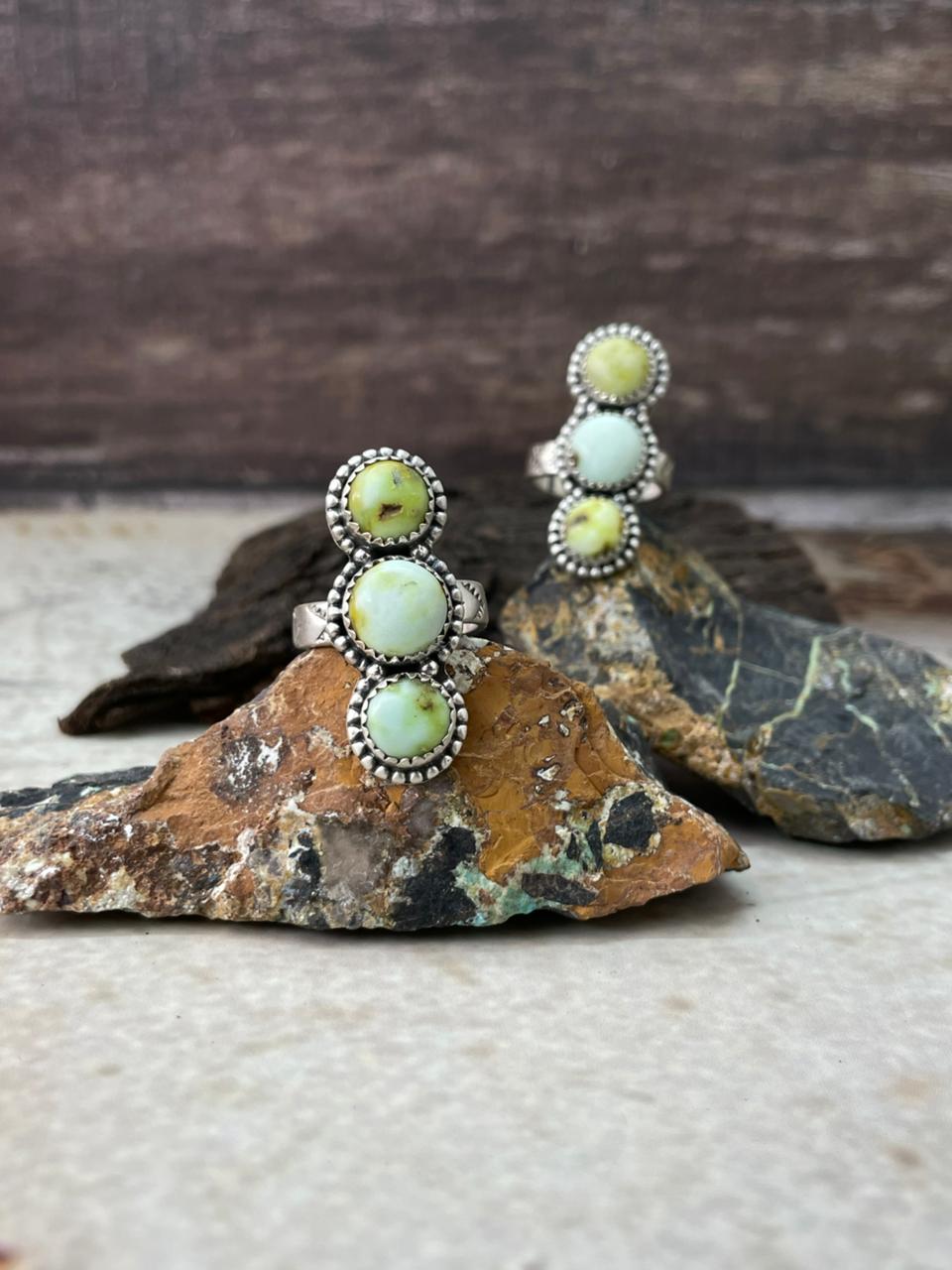 Handmade Sterling Silver Palomino Turquoise Adjustable Ring "Signed Nizhoni"