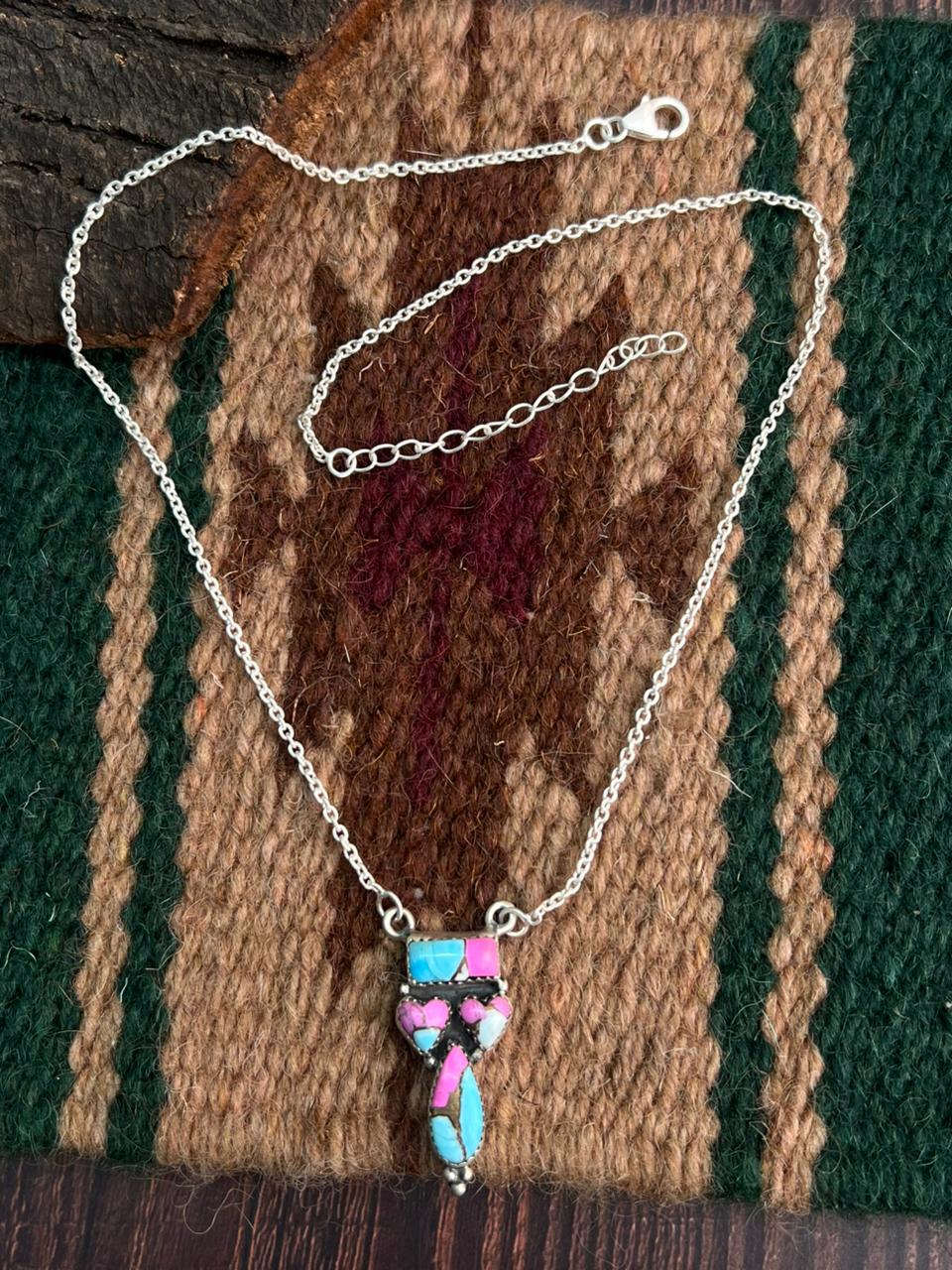 "Heart Collection" Handmade Sterling Silver Cotton Candy Necklace "Signed Nizhoni"