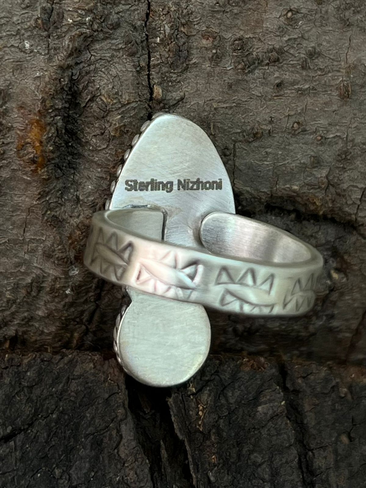 Handmade Sterling Silver Golden Hills Turquoise Adjustable Ring "Signed Nizhoni"