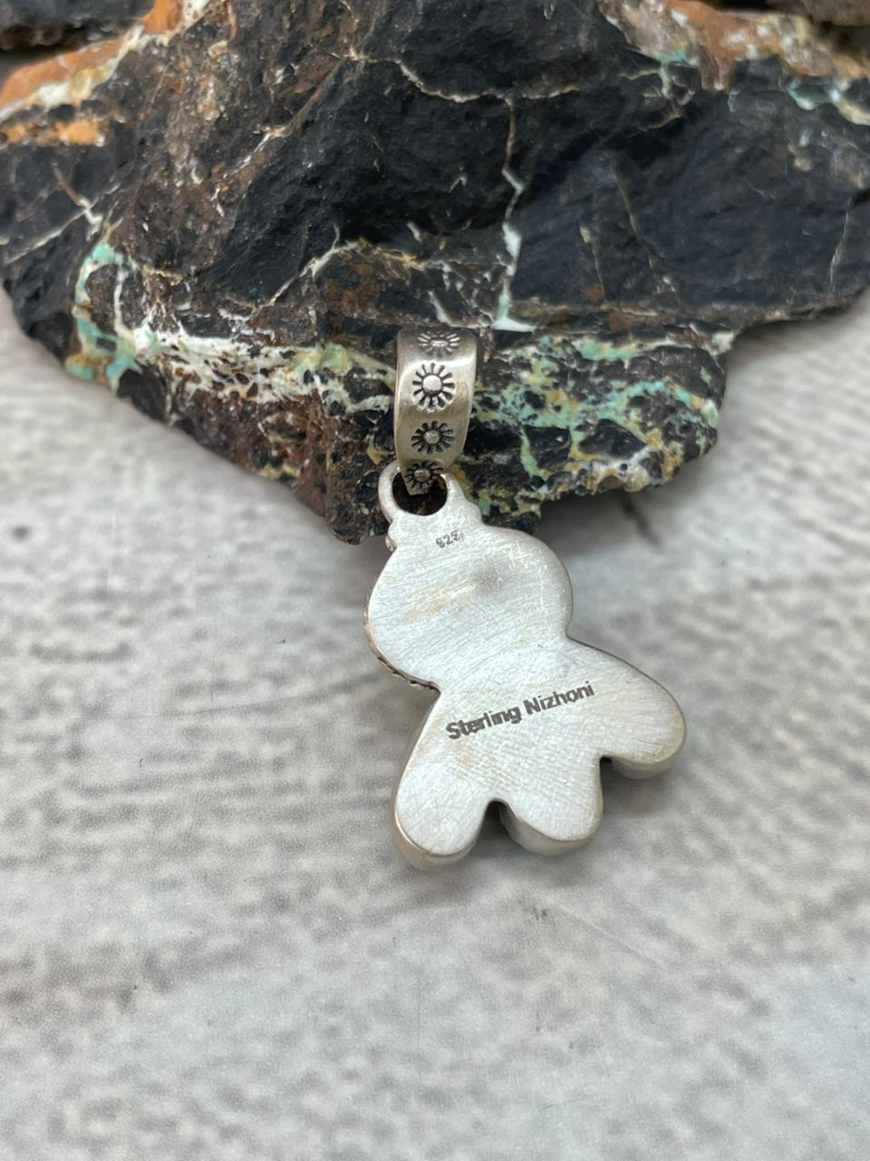 Handmade Sterling Silver Palomino with White Water Pendant "Signed Nizhoni"