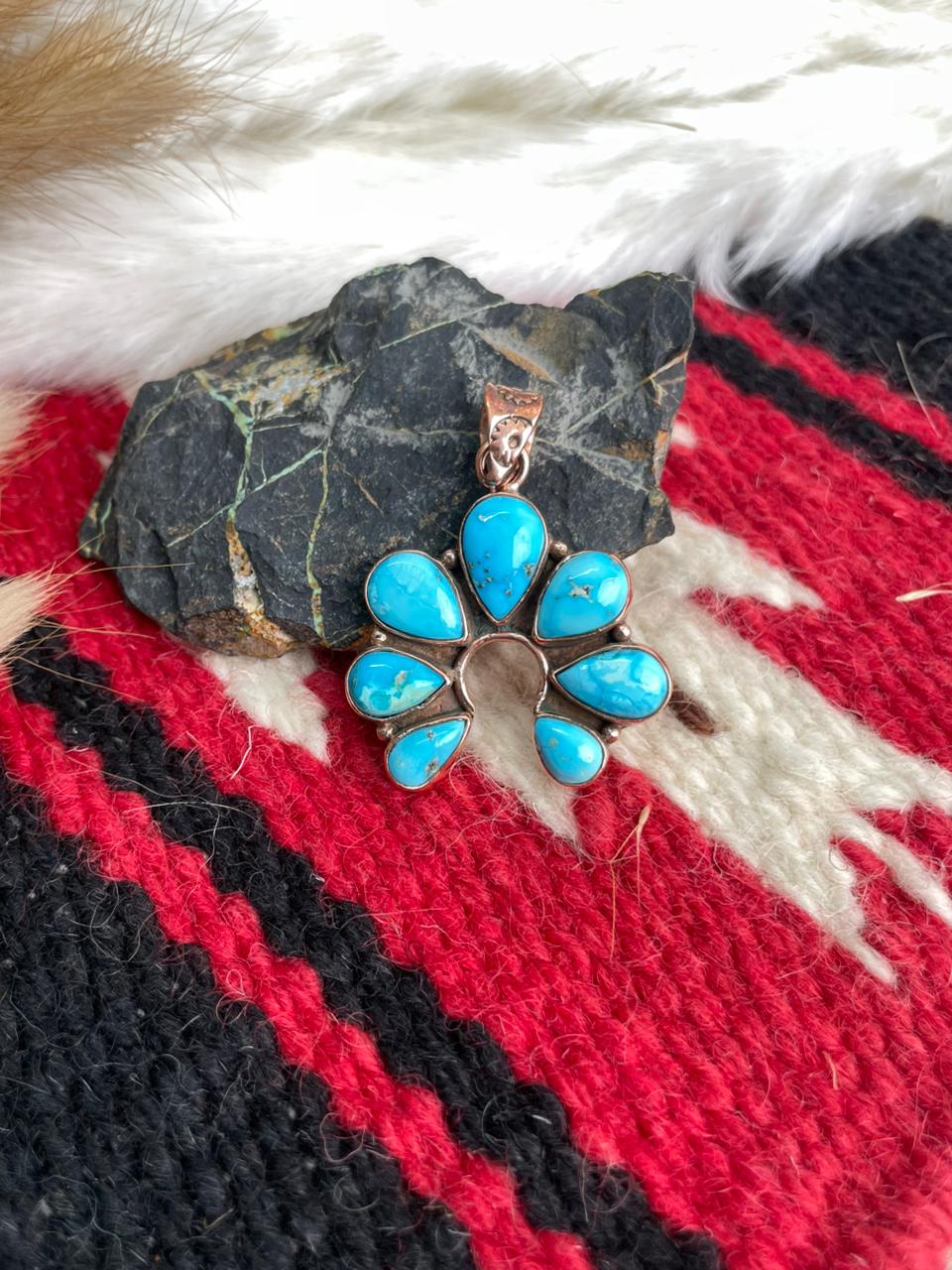 Handmade Copper Sierra Bella Turquoise Naja Pendant
