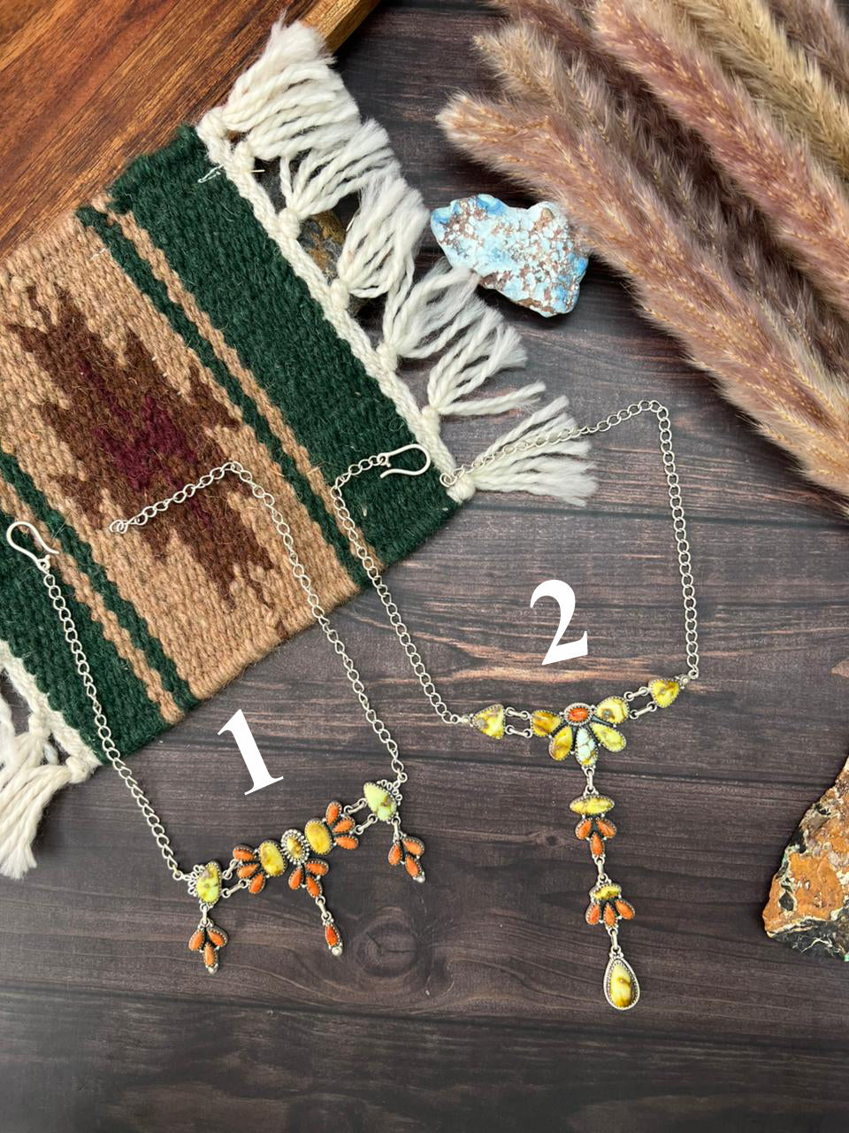 Handmade Sterling Silver Palomino Turquoise with Orange Mojave Choker Necklace "Signed Nizhoni"