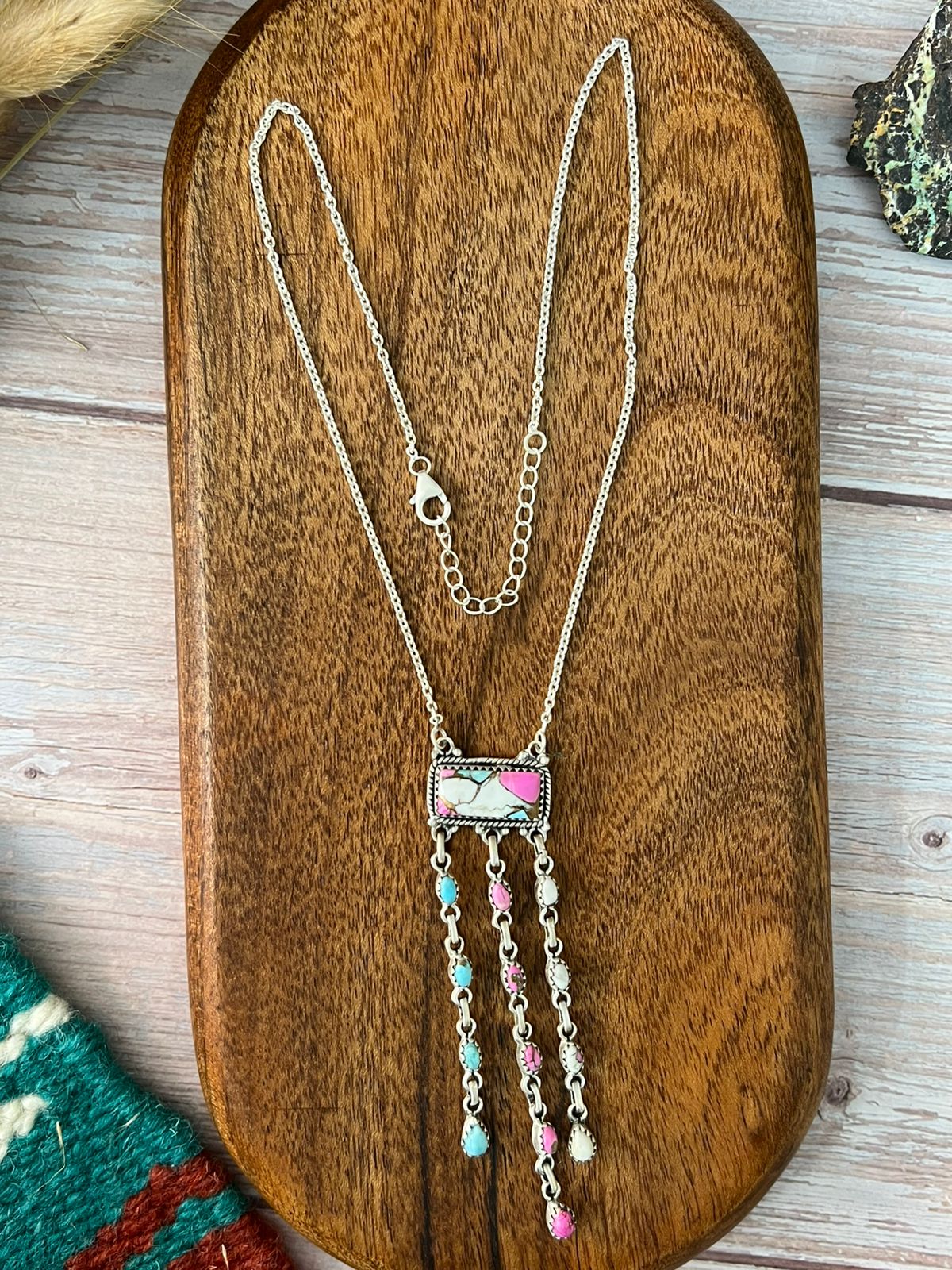 Handmade Sterling Silver Cotton Candy Necklace "Signed Nizhoni"
