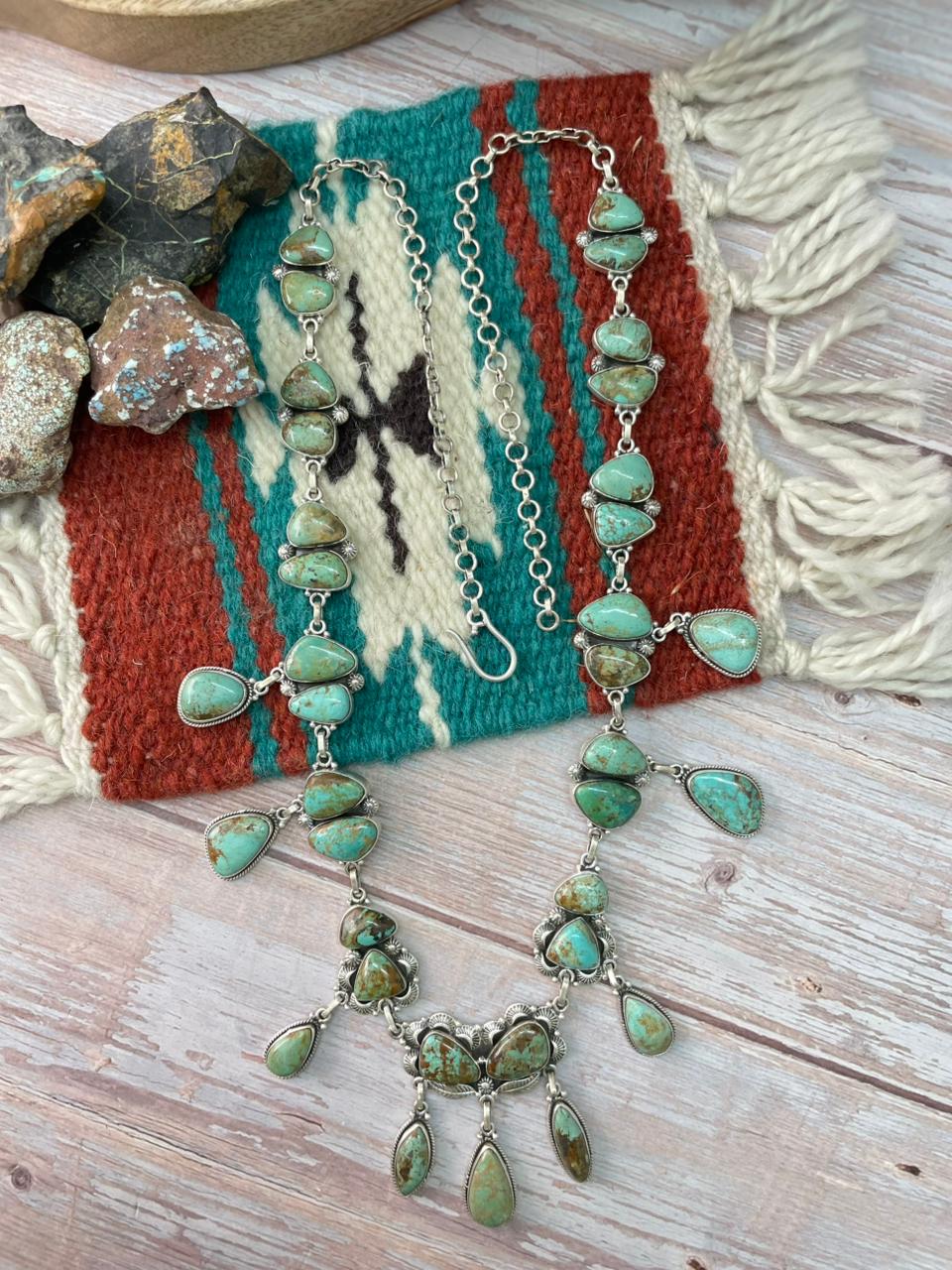 Handmade Sterling Silver Baja Turquoise Collection: Necklace "Signed Nizhoni"