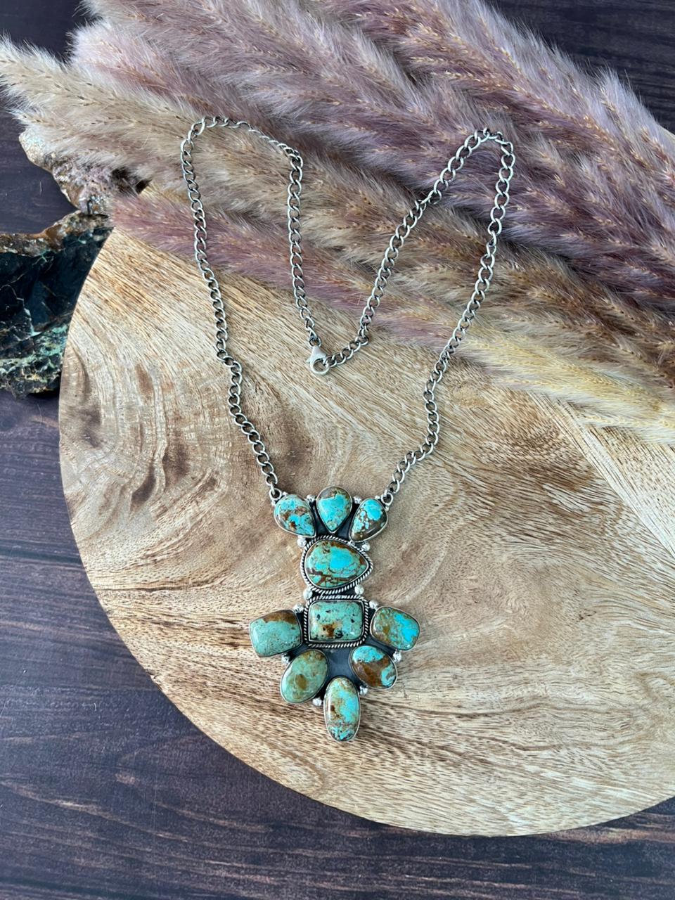 Handmade Sterling Silver Baja Turquoise Collection: Necklace "Signed Nizhoni"