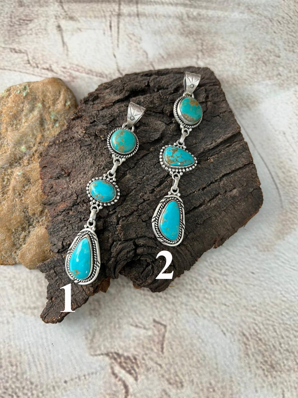 Handmade Sterling Silver Santa Maria Turquoise Pendant "Signed Nizhoni"