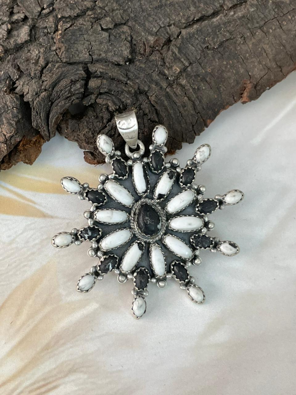 Handmade Sterling Silver White Buffalo Pendant "Signed Nizhoni"