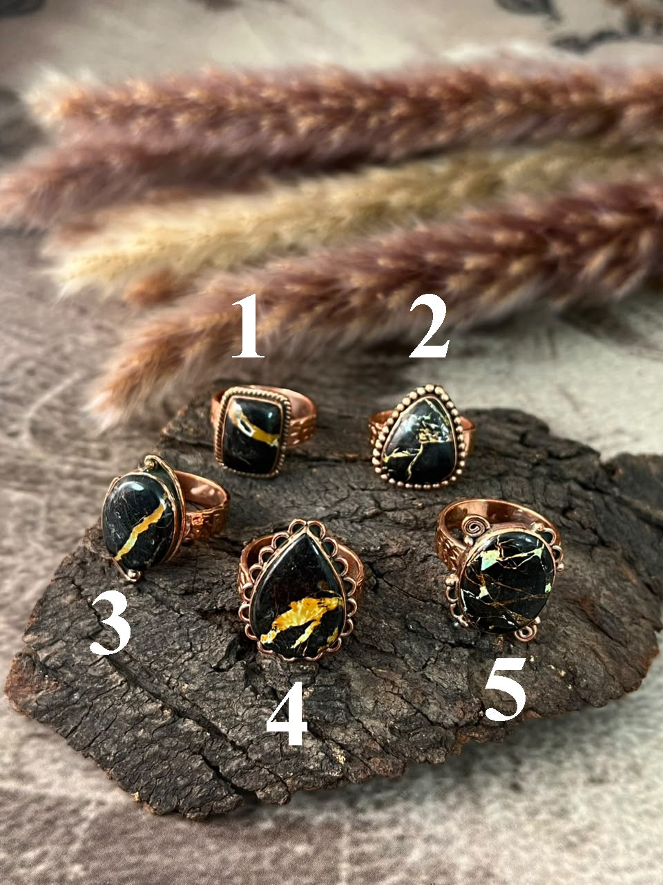 Handmade Blackjack Turquoise Copper Collection: Adjustable Ring Signed Nizhoni