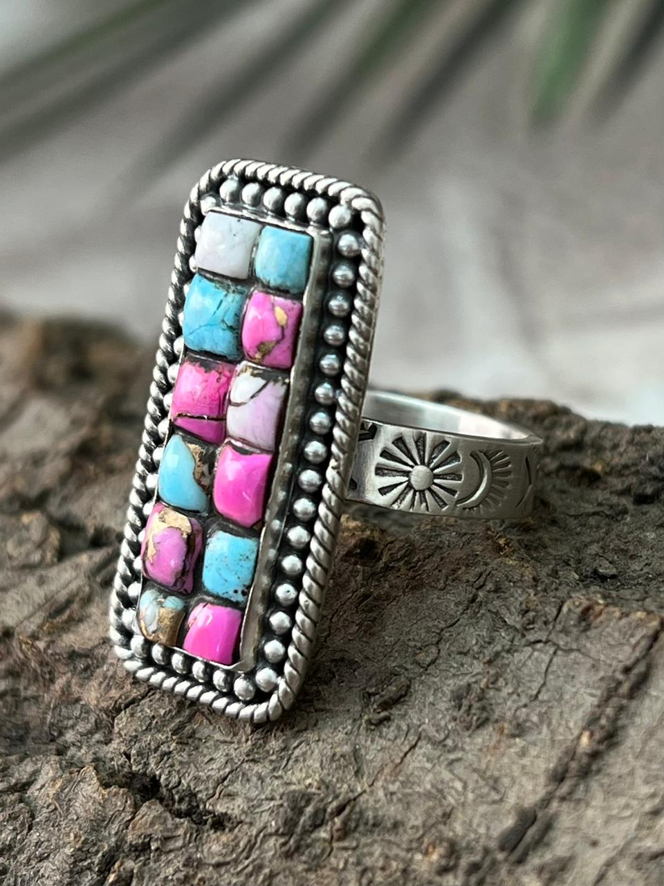 Handmade Sterling Silver Cotton Candy Adjustable Ring "Signed Nizhoni"