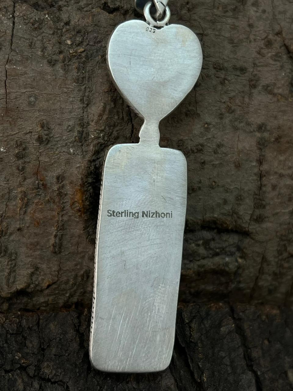 Handmade Sterling Silver White Buffalo Pendant "Signed Nizhoni"