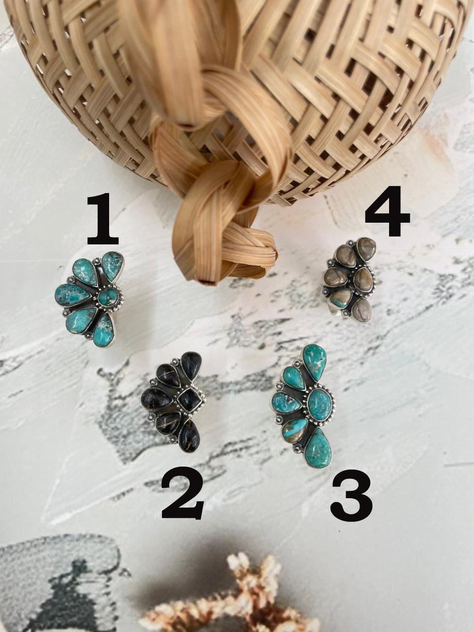 Handmade Sterling Silver Multi Stone Adjustable Ring "Signed Nizhoni"