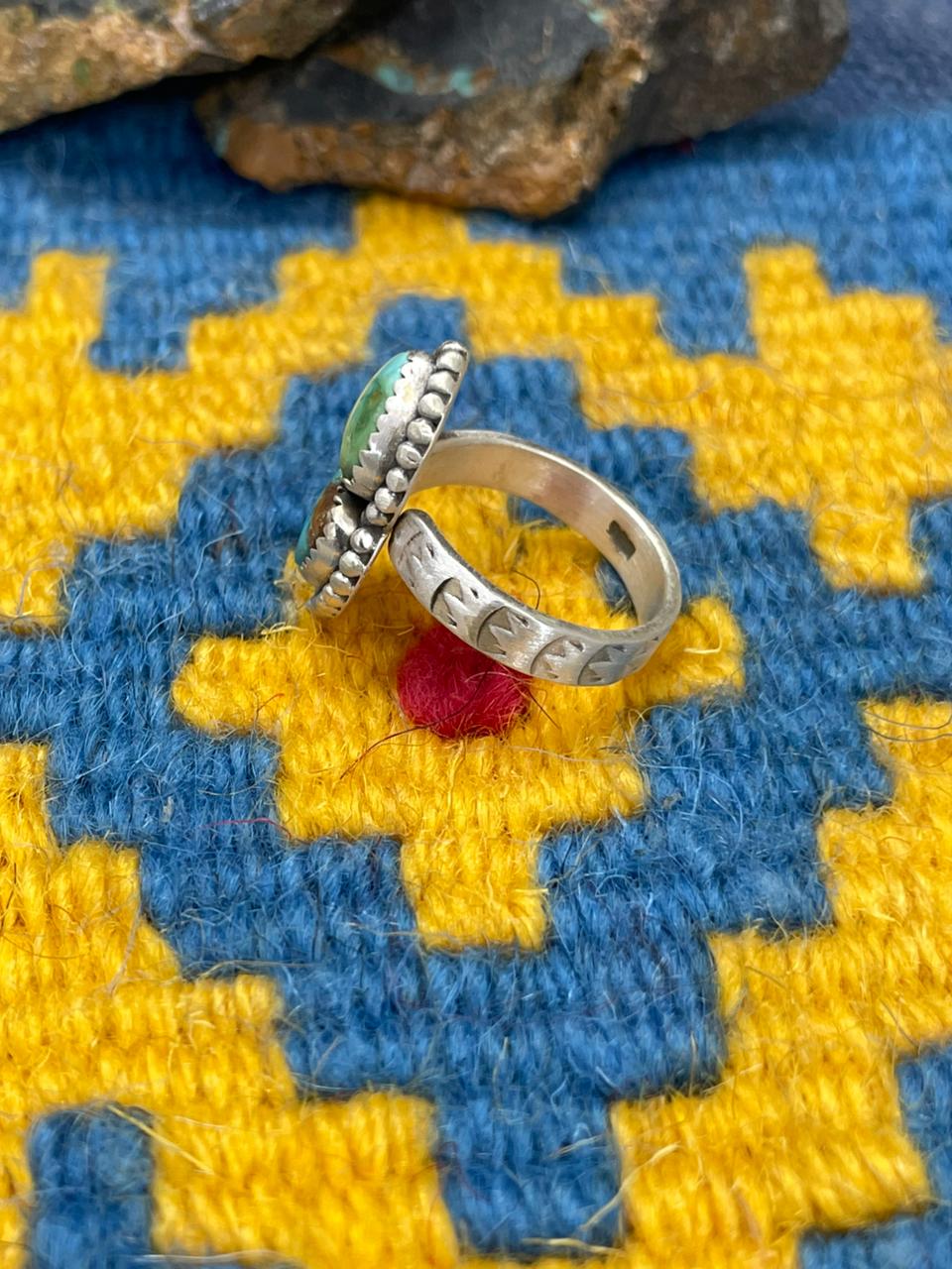 Handmade Sterling Silver Sonoran Mountain Turquoise Adjustable Ring " Signed Nizhoni"