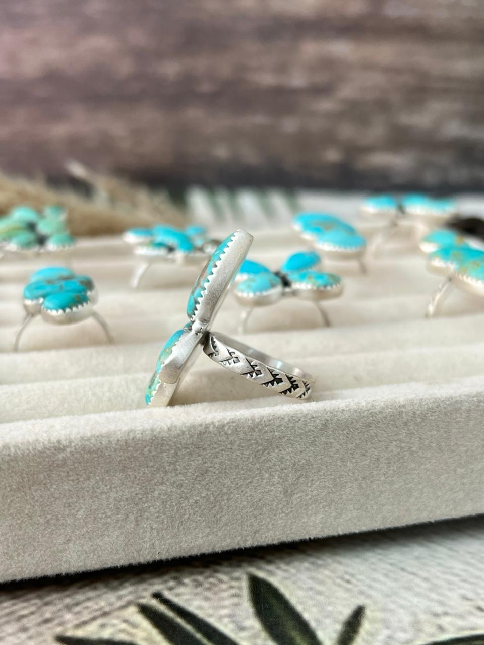 Handmade Sterling Silver Santa Maria Turquoise Adjustable Ring "Signed Nizhoni"