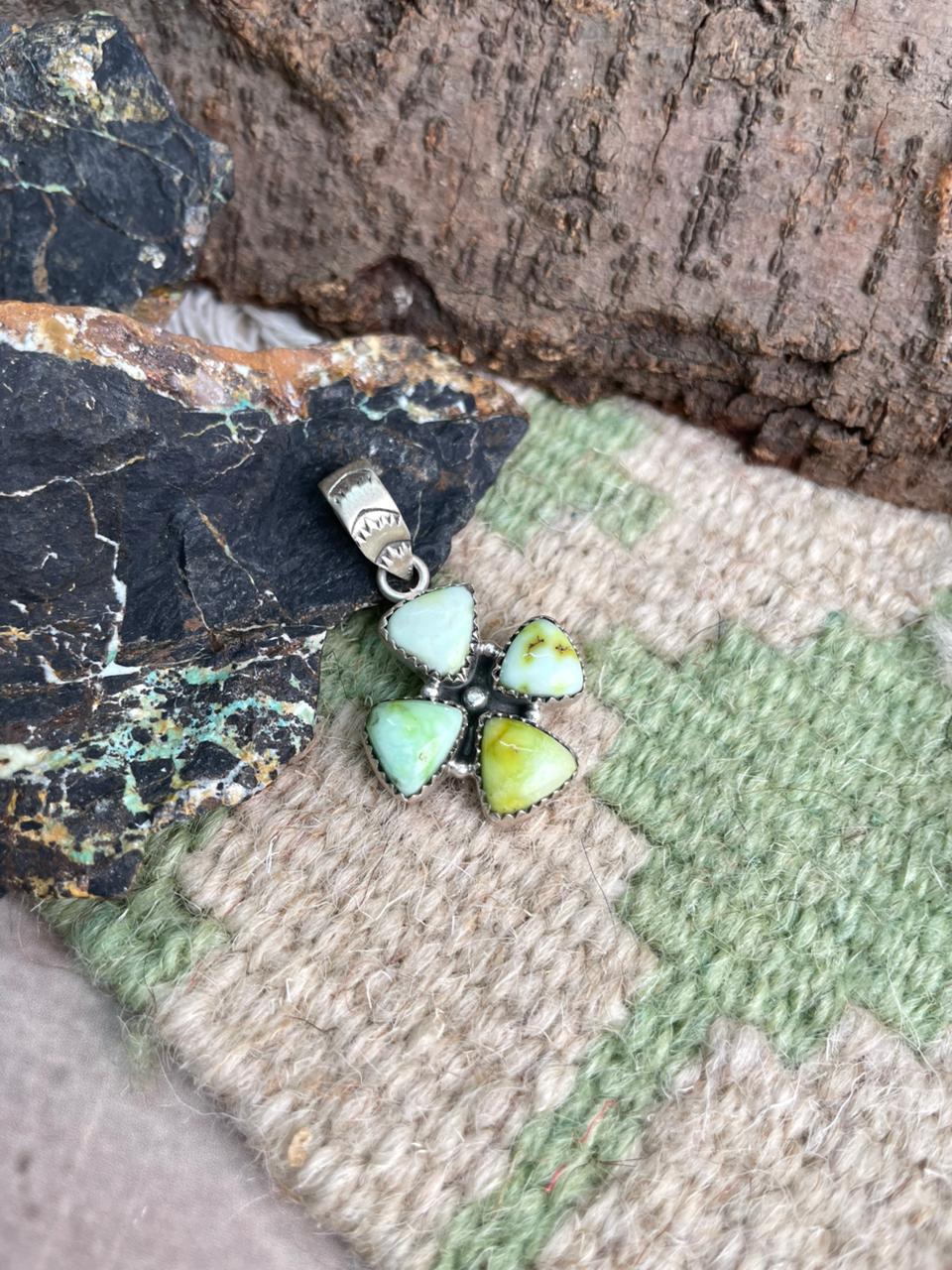 Handmade Sterling Silver Palomino Turquoise Pendant "Signed Nizhoni"