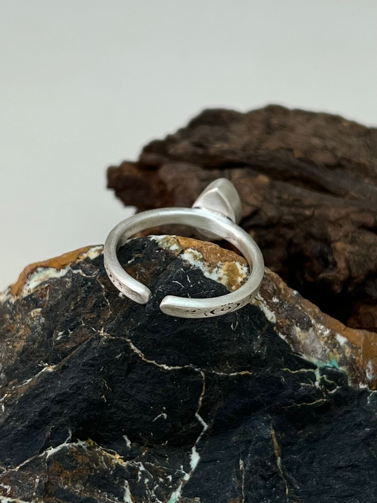 Handmade Sterling Silver White Buffalo Adjustable Ring "Signed Nizhoni"