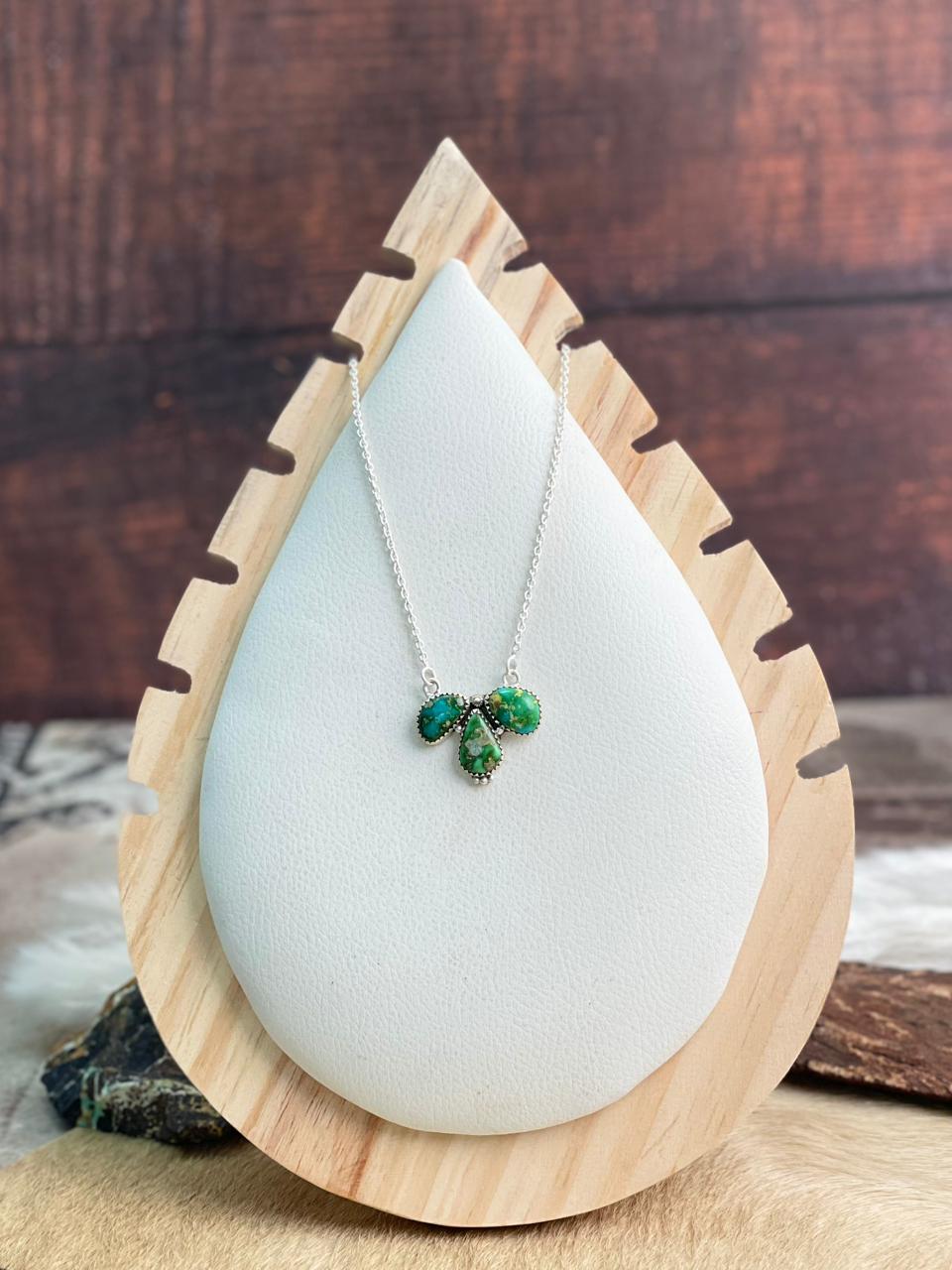 Handmade Sterling Silver Sonoran Mountain Turquoise Necklace "Signed Nizhoni"