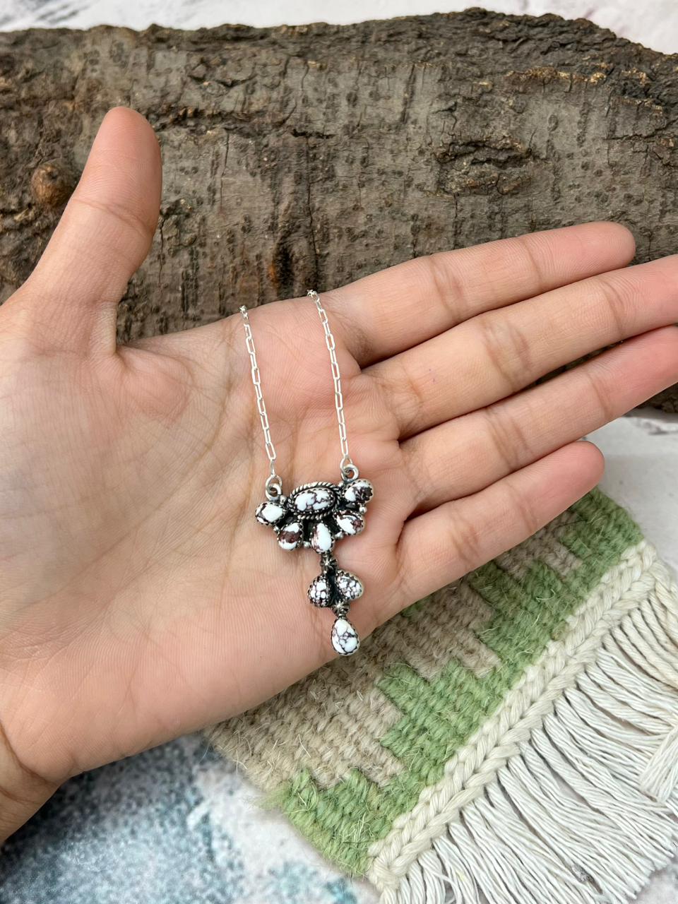 Handmade Sterling Silver Wildhorse Magnesite Necklace "Signed Nizhoni"