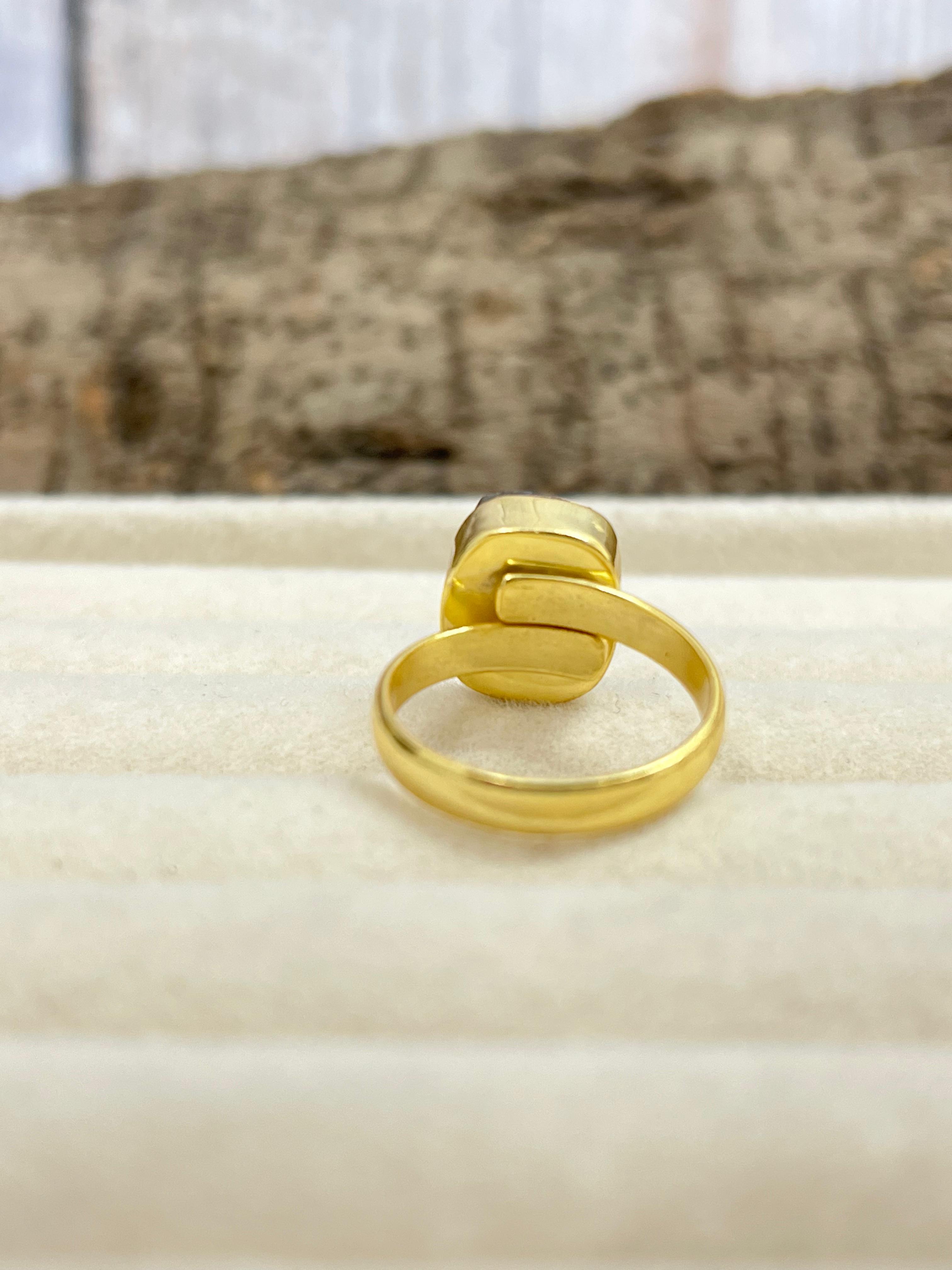 “The Boho Collection” Handmade Blue Druzy Adjustable Ring with Signed Nizhoni