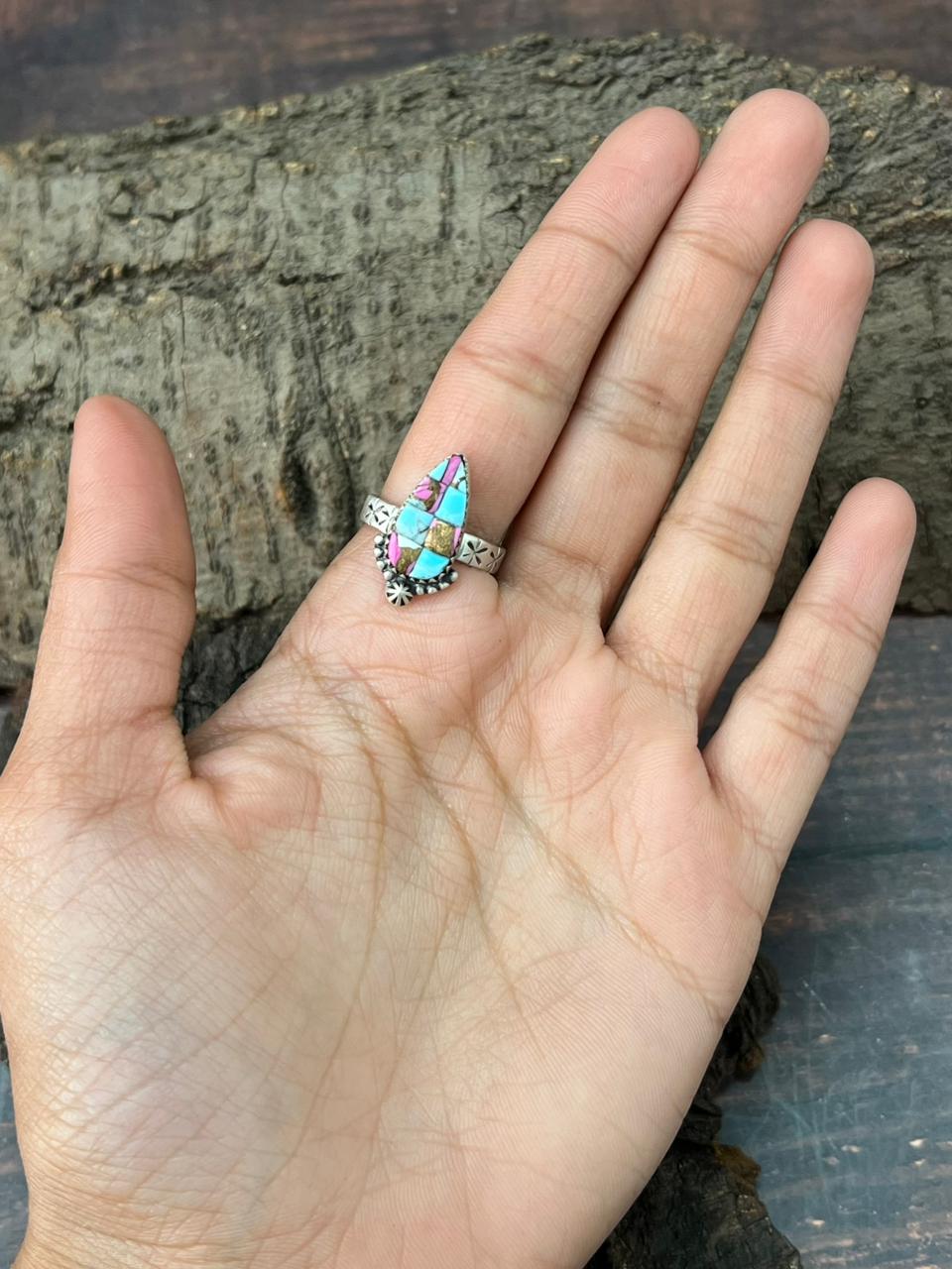 Handmade Sterling Silver Cotton Candy Adjustable Ring "Signed Nizhoni" deal of the day