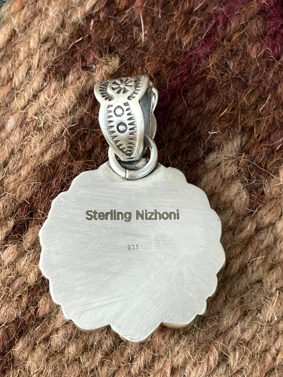 Handmade Sterling Silver Turquoise and MOP Pendant "Signed Nizhoni"