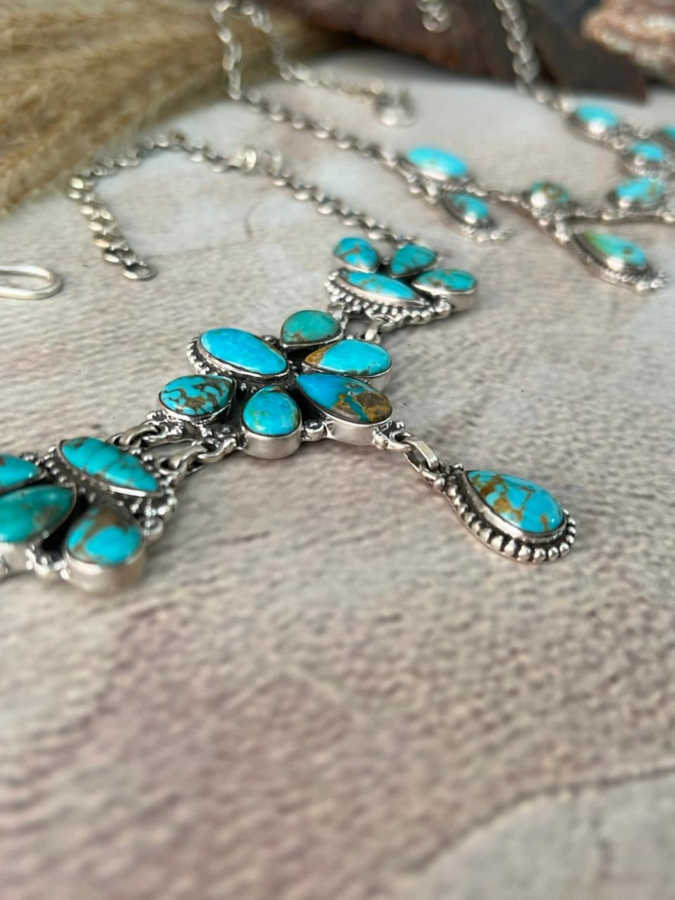 Handmade Sterling Silver Santa Maria Turquoise Choker Necklace "Signed Nizhoni"