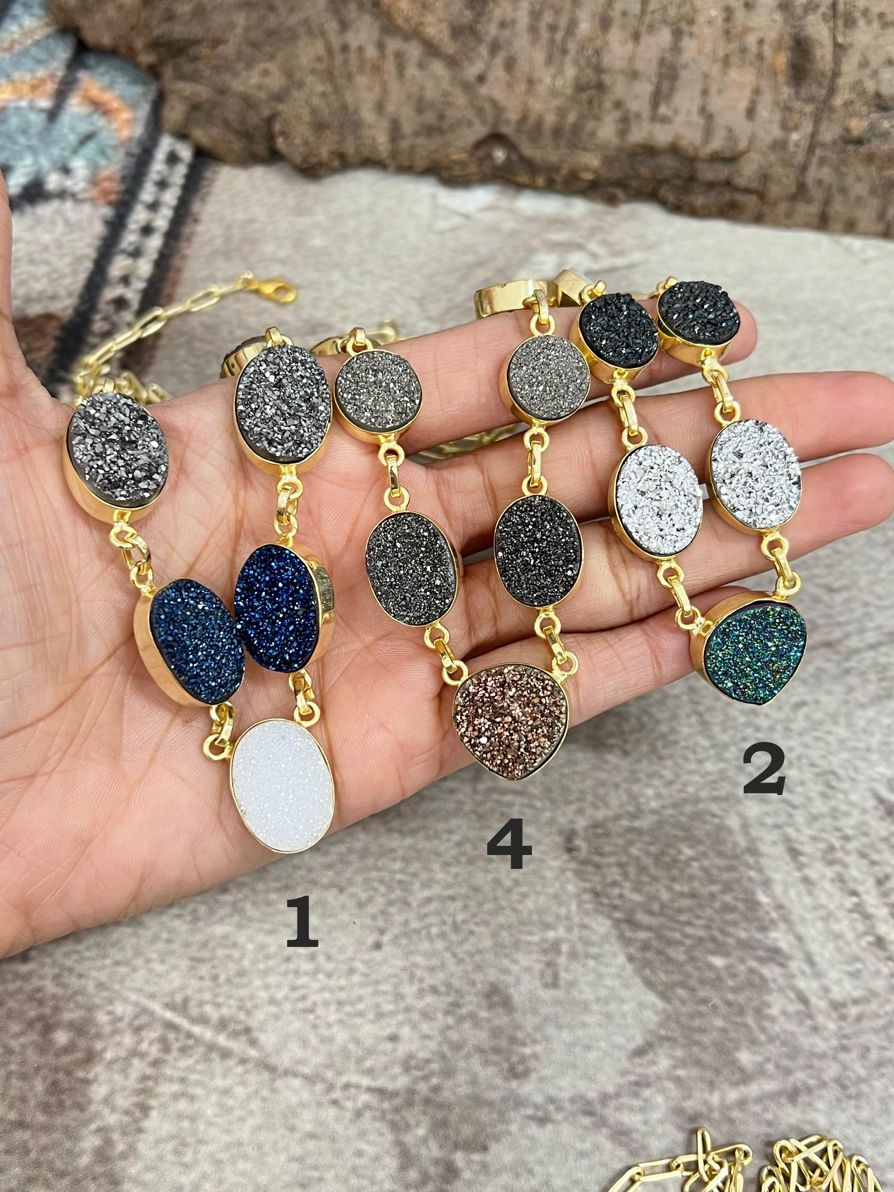 “The Boho Collection” Handmade Natural Druzy Necklace 8 Styles