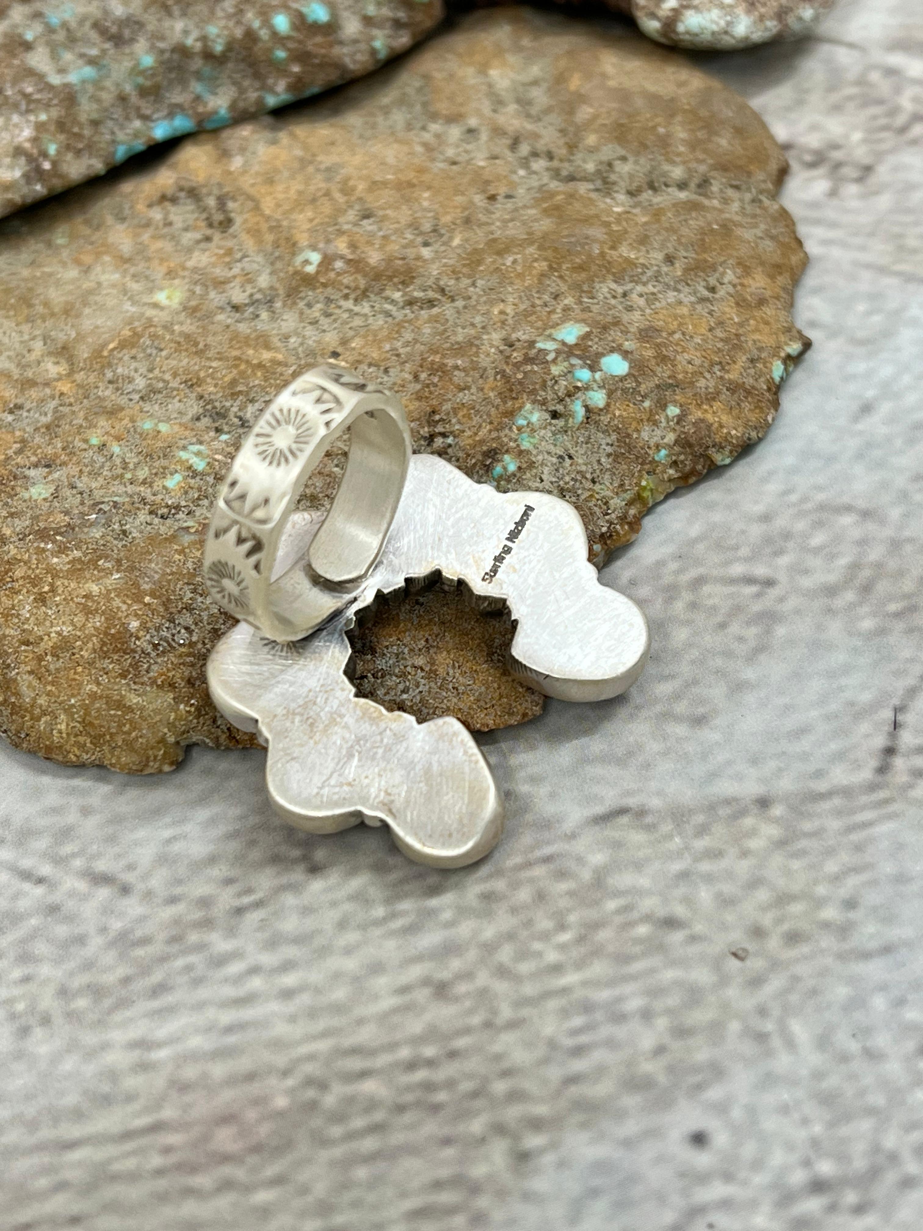 Handmade Sterling Silver Grape Dahlia Adjustable Ring with Signed Nizhoni