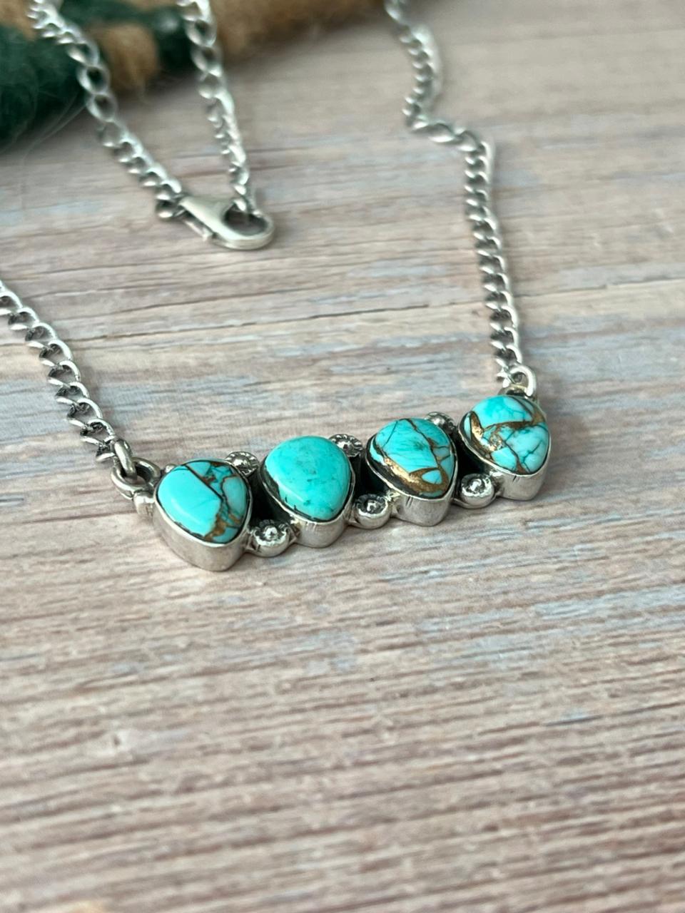 Handmade Sterling Silver Mint Dahlia Collection: Necklace "Signed Nizhoni"
