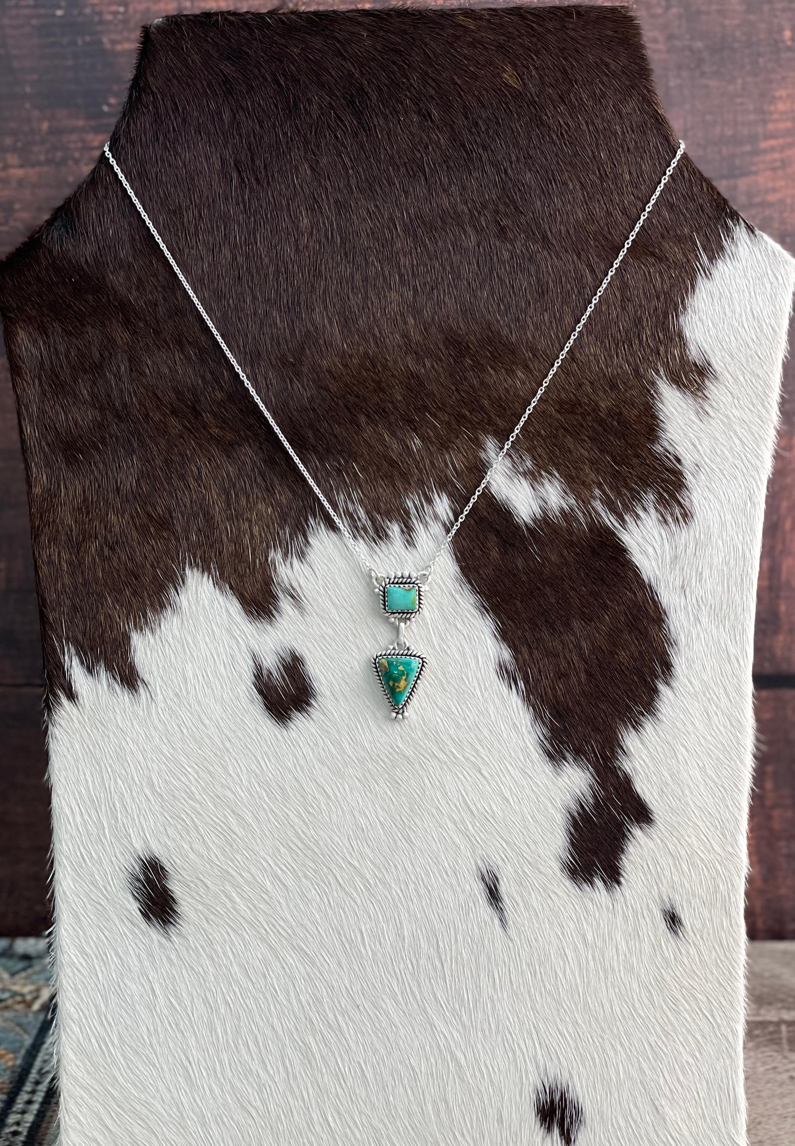 Handmade Sterling Silver Sonoran Mountain Turquoise Necklace "Signed Nizhoni"