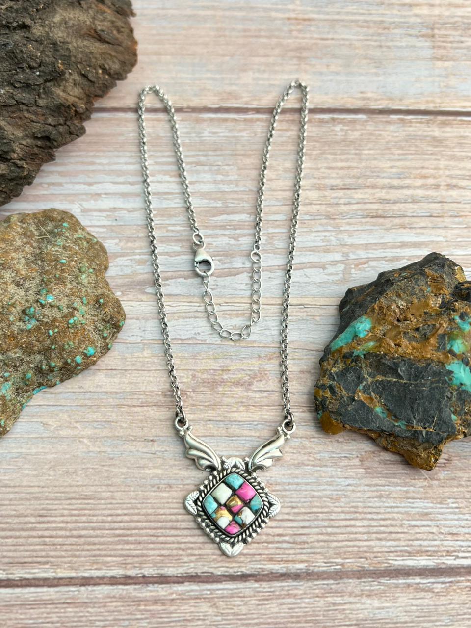 Handmade Sterling Silver Cotton Candy Necklace "Signed Nizhoni"