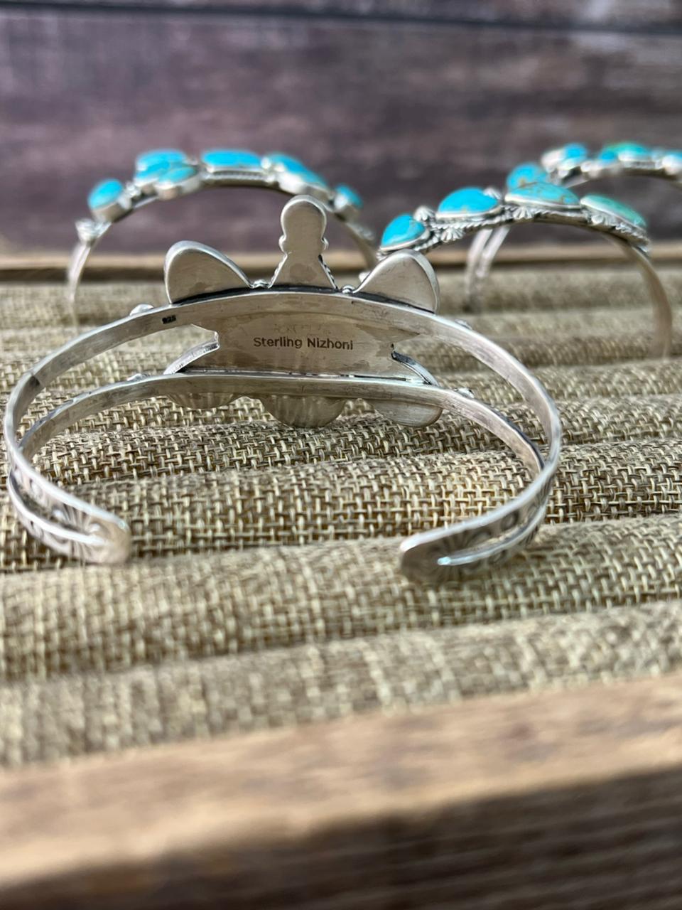 Handmade Sterling Silver Santa Maria Turquoise Bracelet "Signed Nizhoni"
