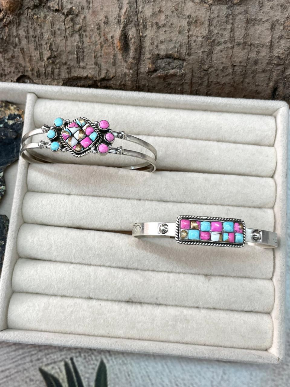 Handmade Sterling Silver Cotton Candy Cuff Bracelet "Signed Nizhoni"