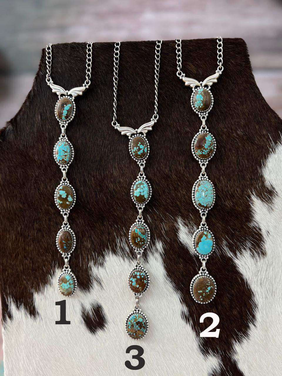Handmade Sterling Silver Number 8 Turquoise Drop Necklace "Signed Nizhoni"