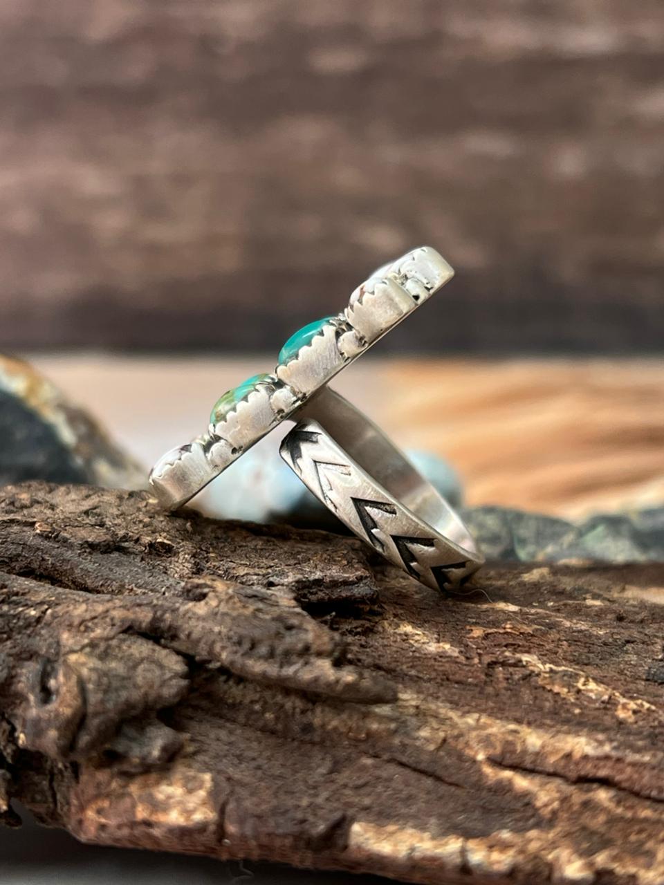 Handmade Sterling Silver Kingman with Wild Horse Magnesite Adjustable Ring "Signed Nizhoni"