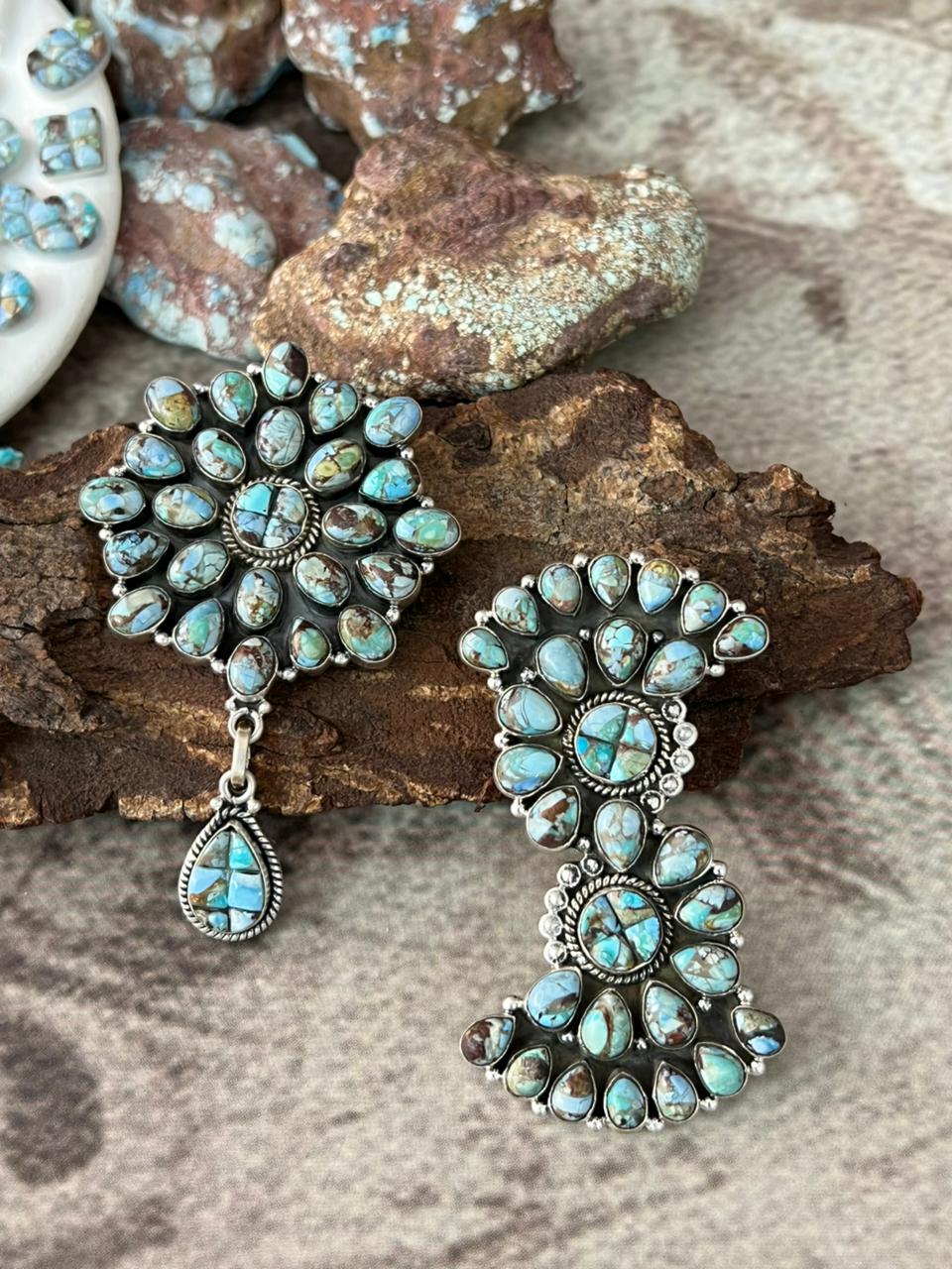 Handmade Sterling Silver Golden Hills Turquoise Cobble Collection Pendant "Signed Nizhoni"