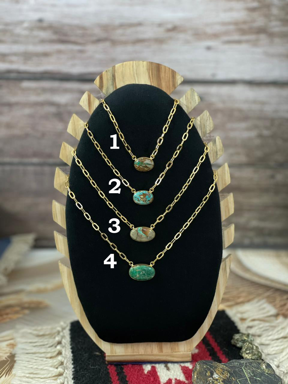 “The Golden Collection” Handmade Royston Ribbon Turquoise Gold Necklace