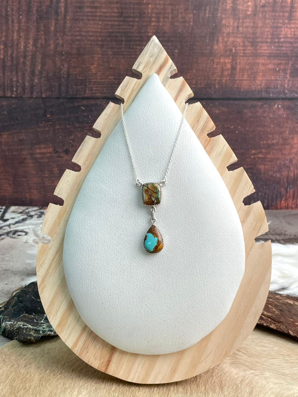 Handmade Sterling Silver Royston Ribbon Turquoise Necklace "Signed Nizhoni"