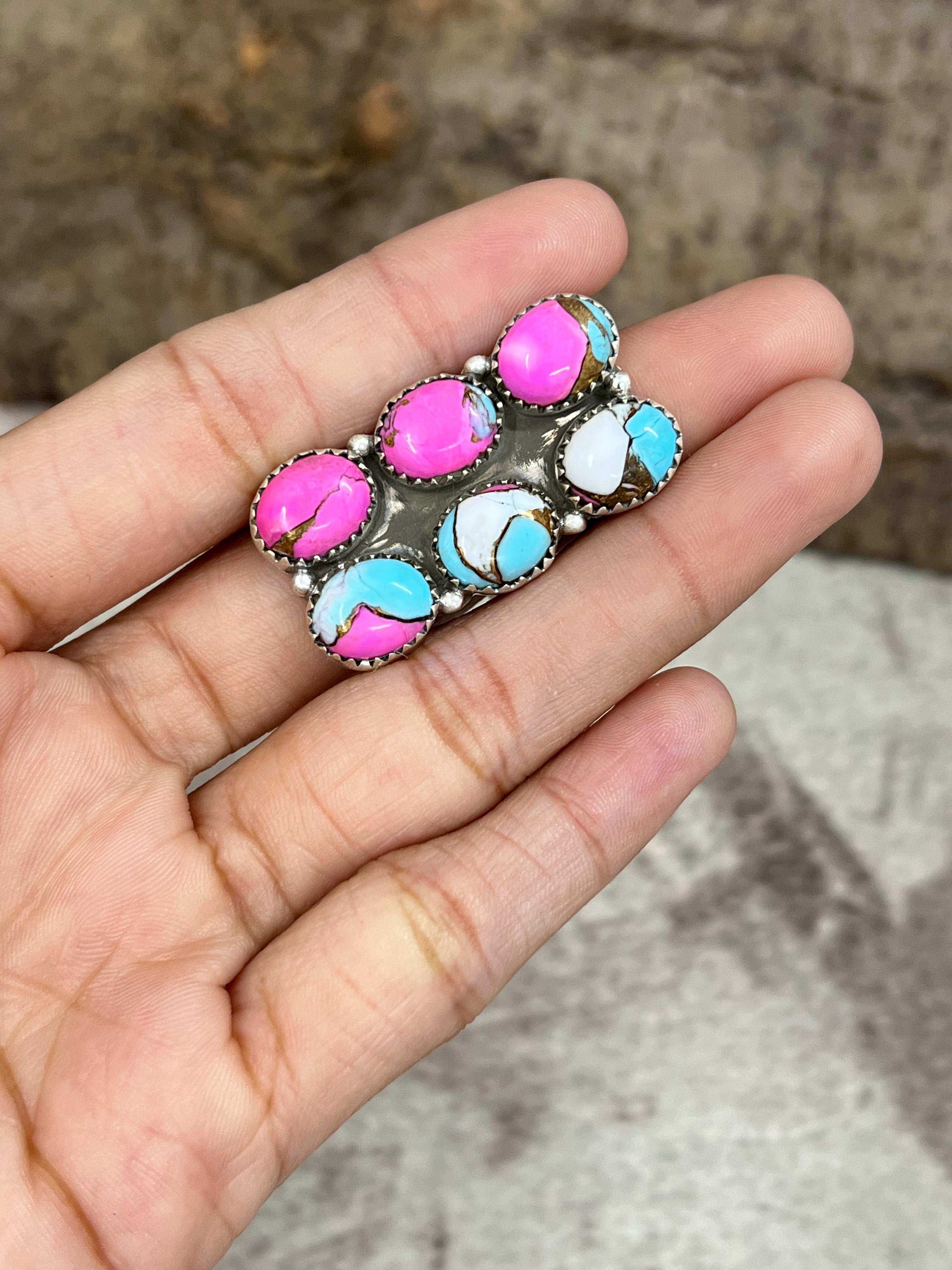 Handmade Sterling Silver Cotton Candy Adjustable Ring Signed Nizhoni (5)