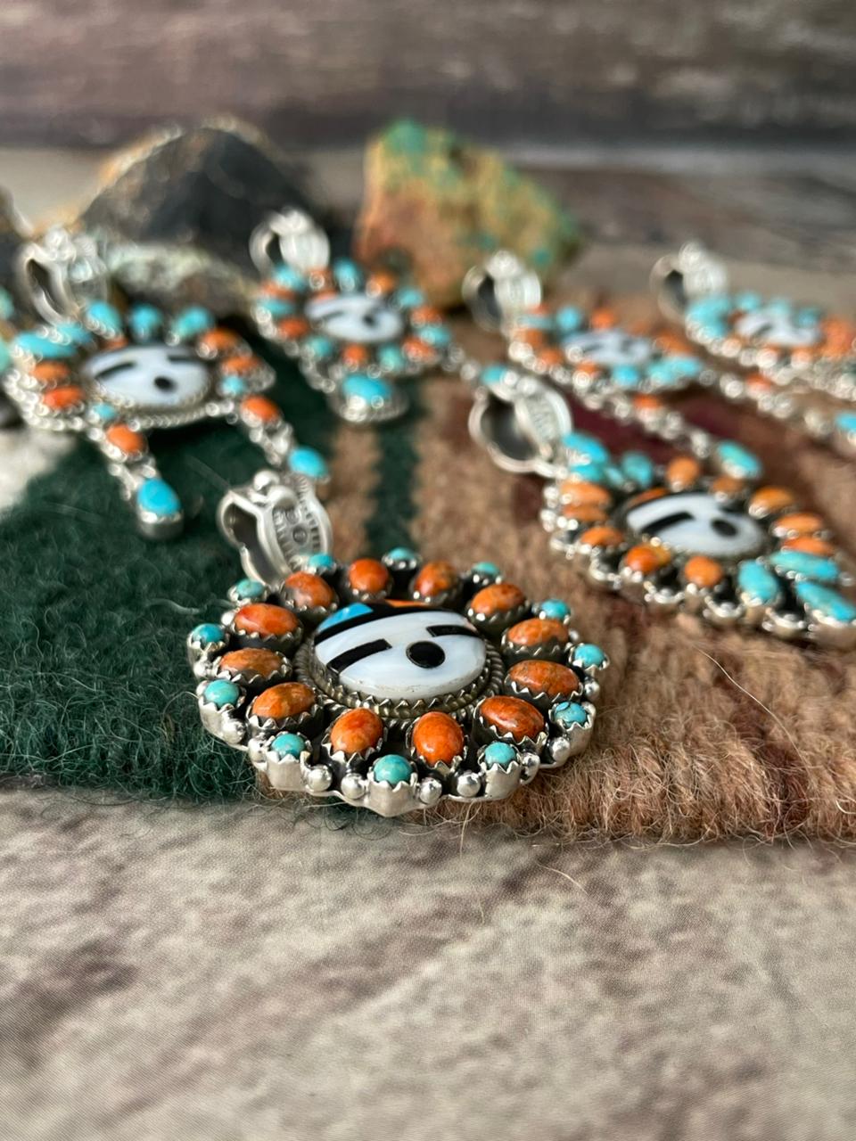 Handmade Sterling Silver Turquoise and MOP Pendant "Signed Nizhoni"