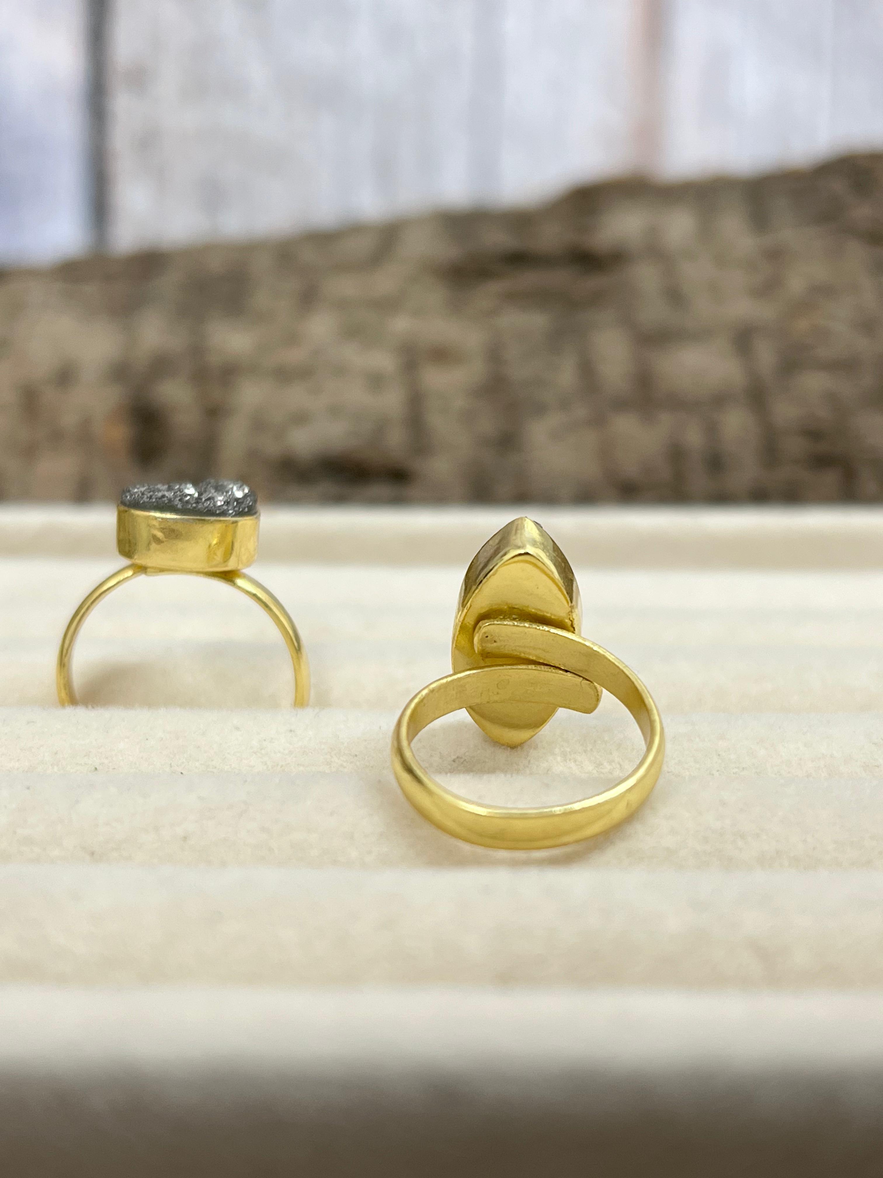 “The Boho Collection” Handmade Natural Druzy Adjustable Ring 2 Styles