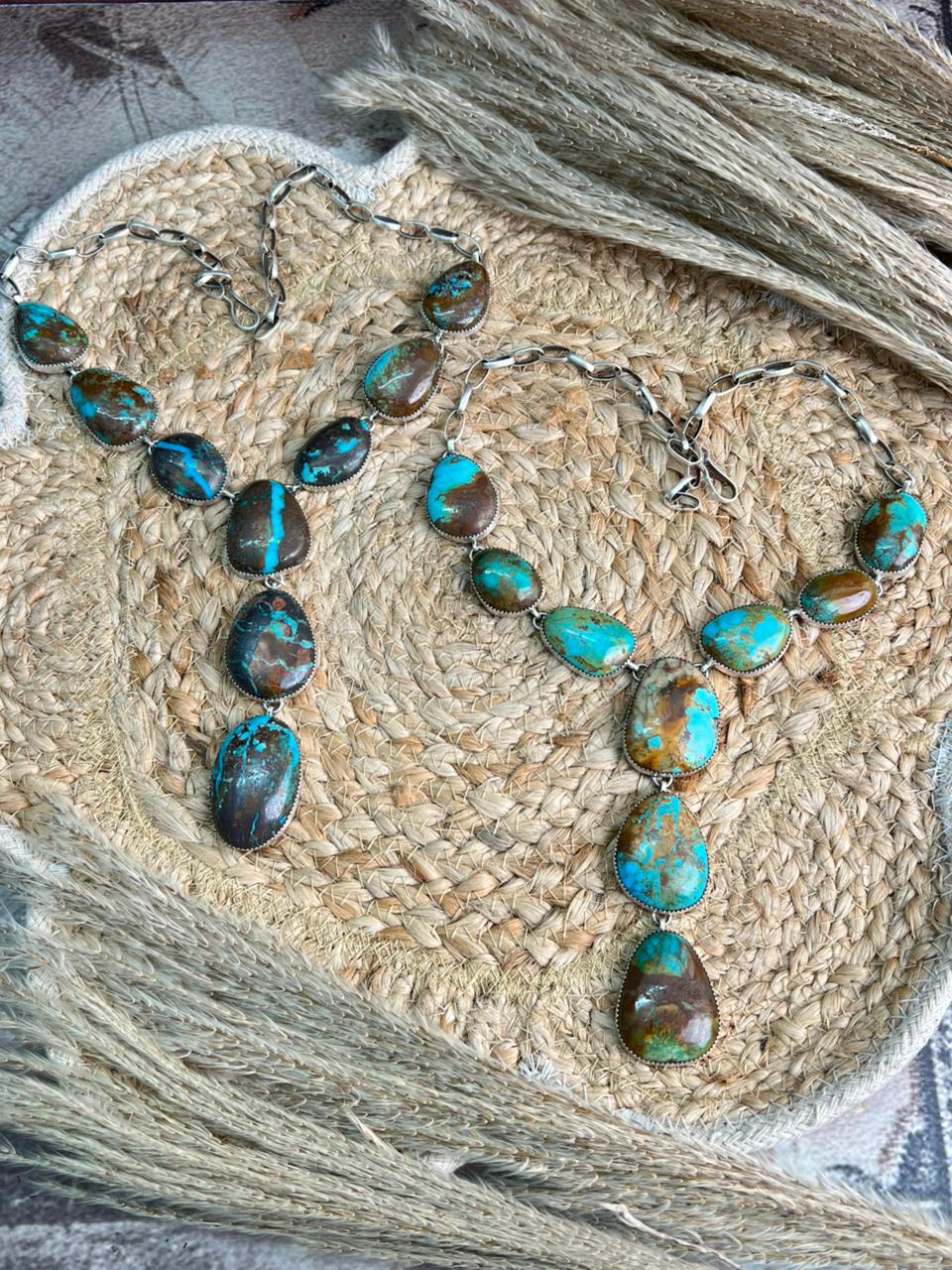 Handmade Sterling Silver Royston Turquoise Necklace "Signed Nizhoni"
